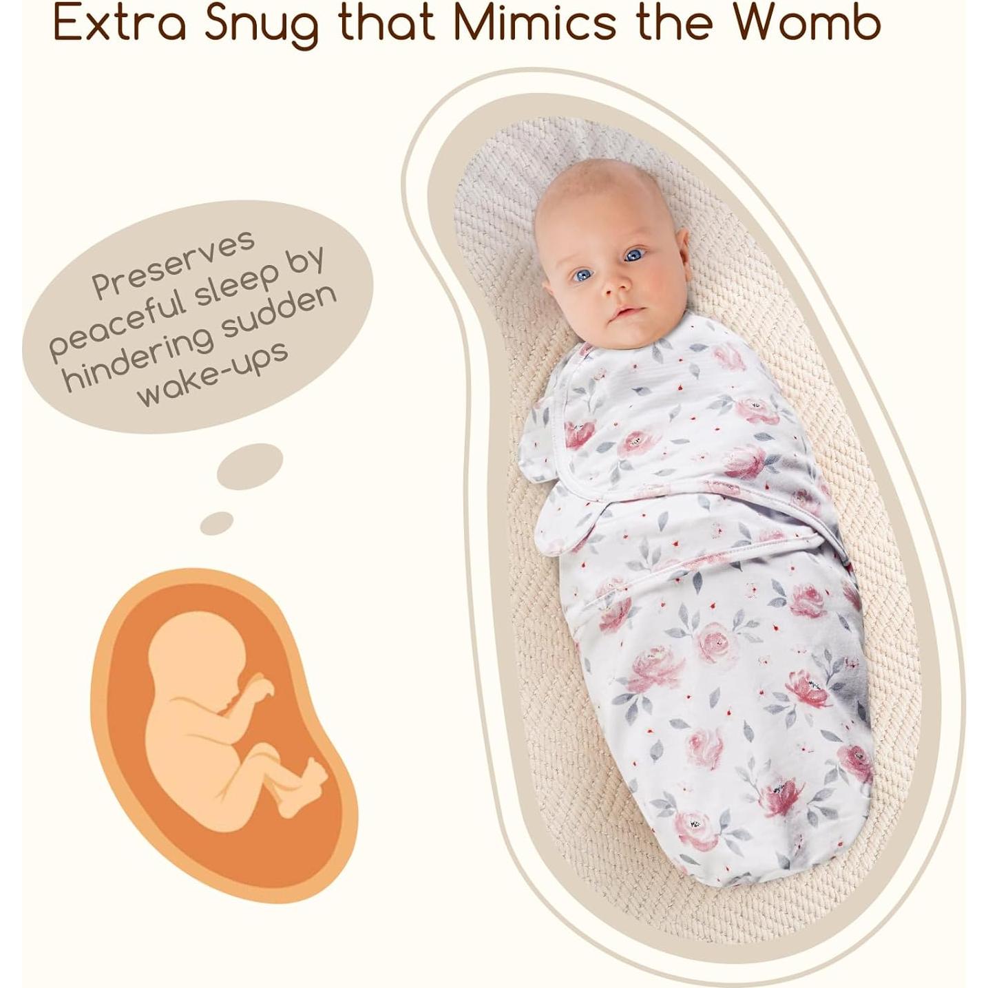 Saco de Dormir Swaddle PHF 100% Algodón Floral 3 Piezas