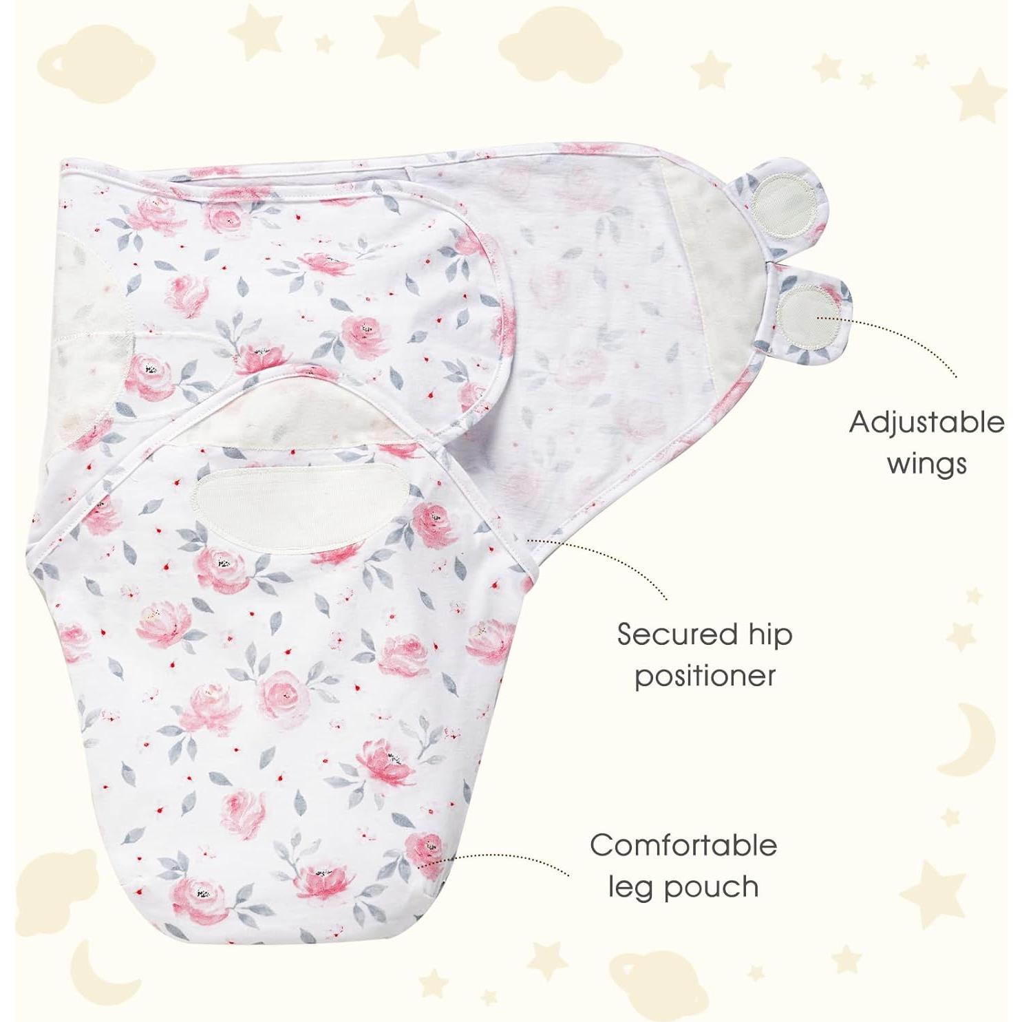 Saco de Dormir Swaddle PHF 100% Algodón Floral 3 Piezas