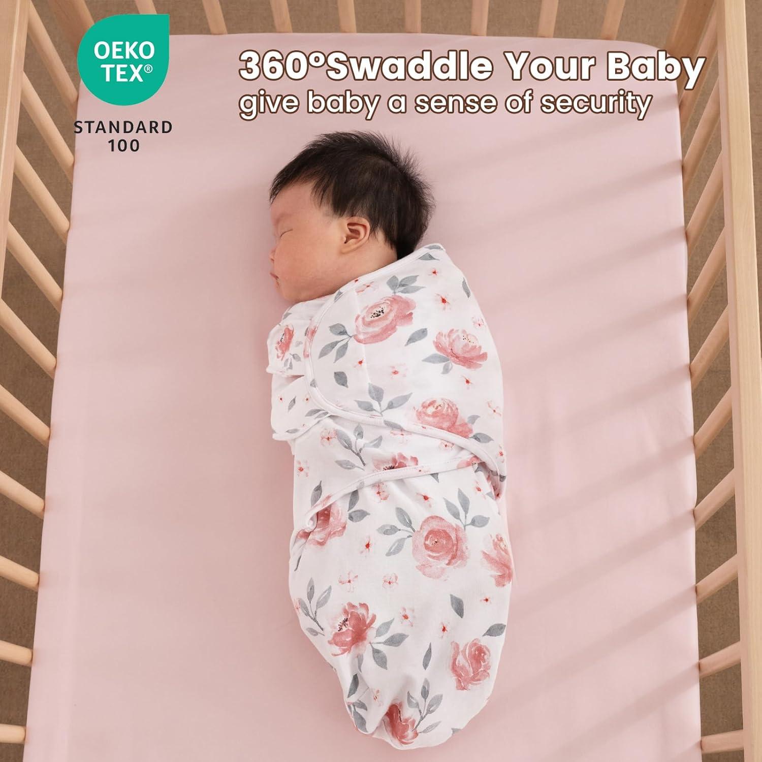 Saco de Dormir Swaddle PHF 100% Algodón Floral 3 Piezas