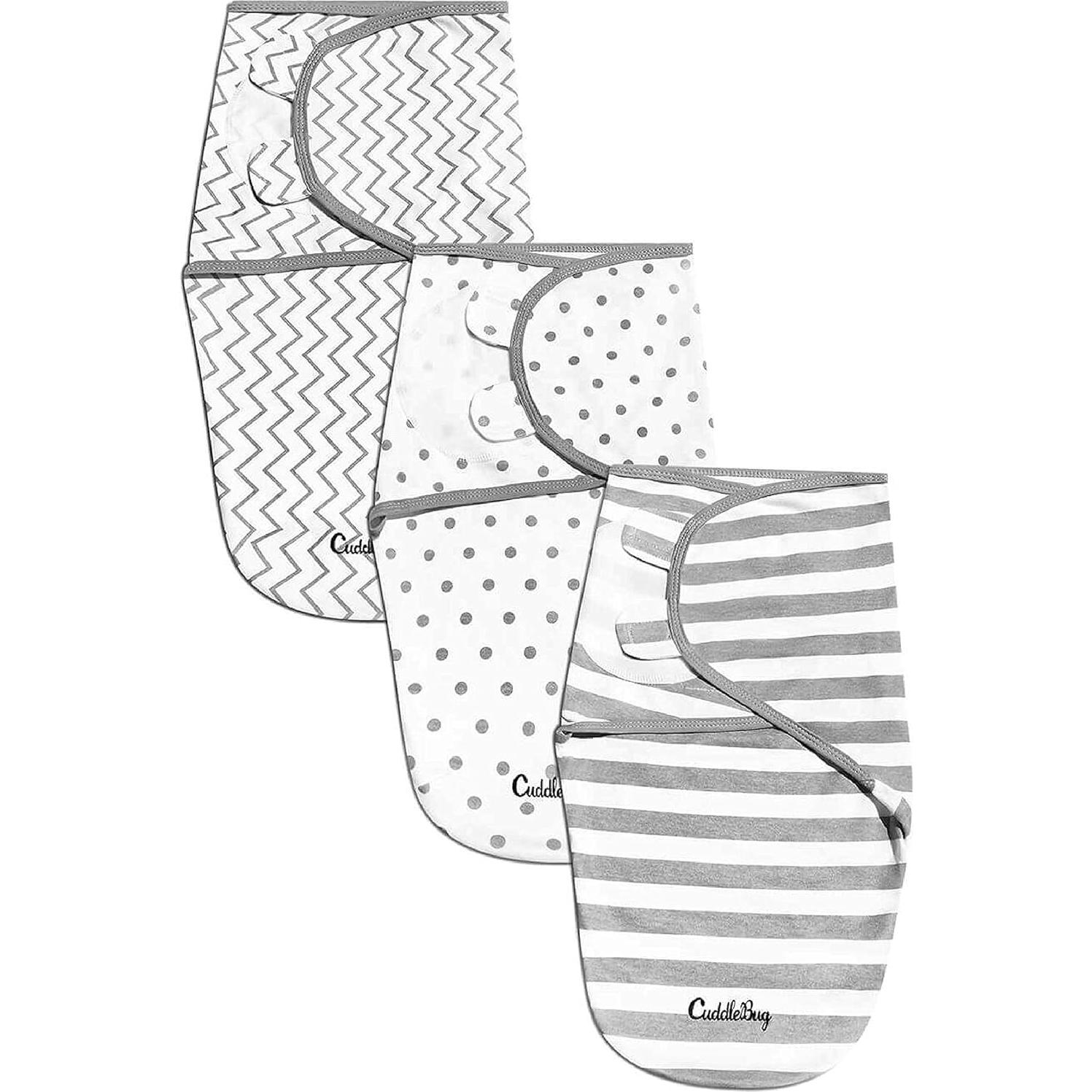 Mantas para Recién Nacidos CuddleBug - 100% Algodón, 3 Piezas