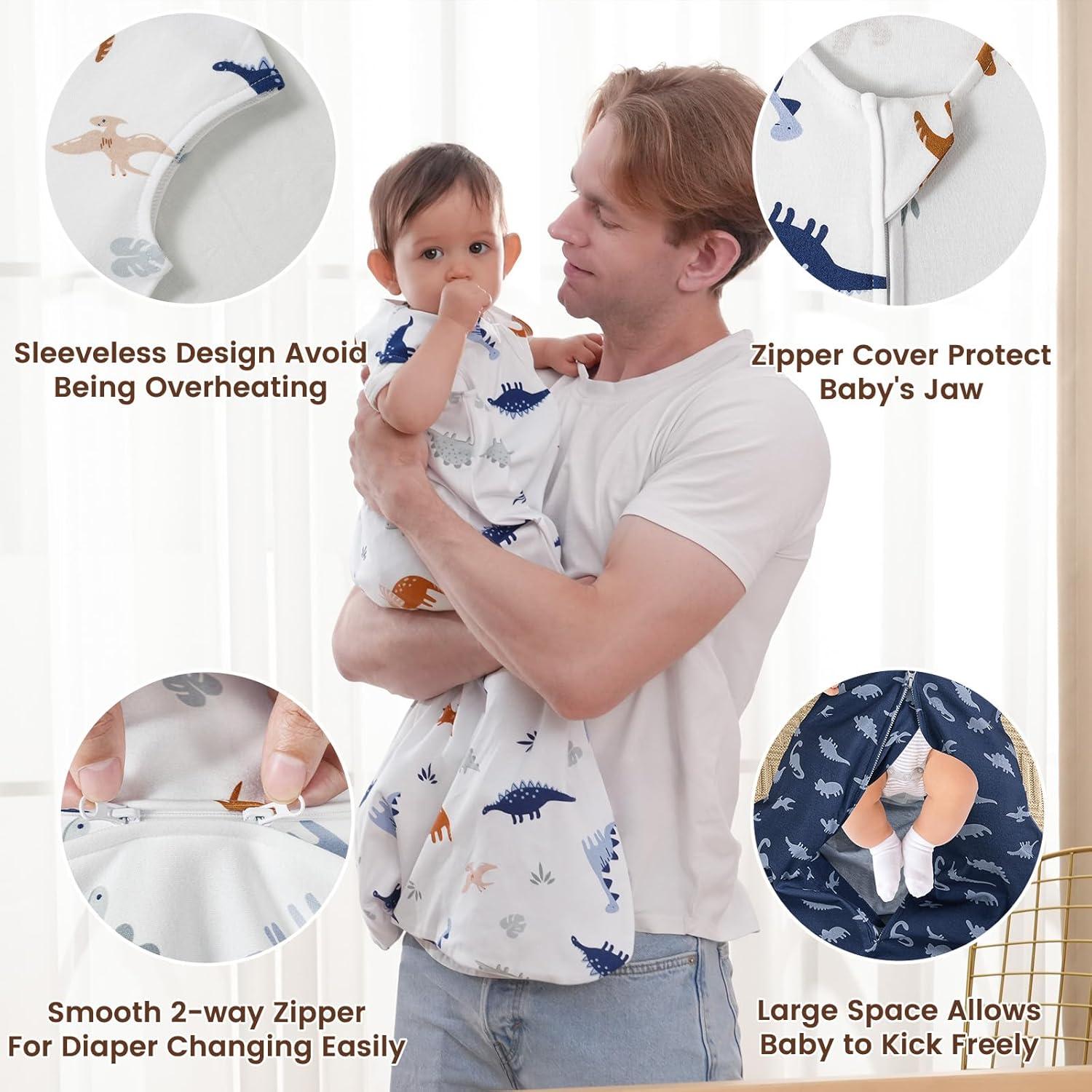 Saco de Dormir para Bebés PHF Algodón Orgánico 6-12 Meses Dinosaurio