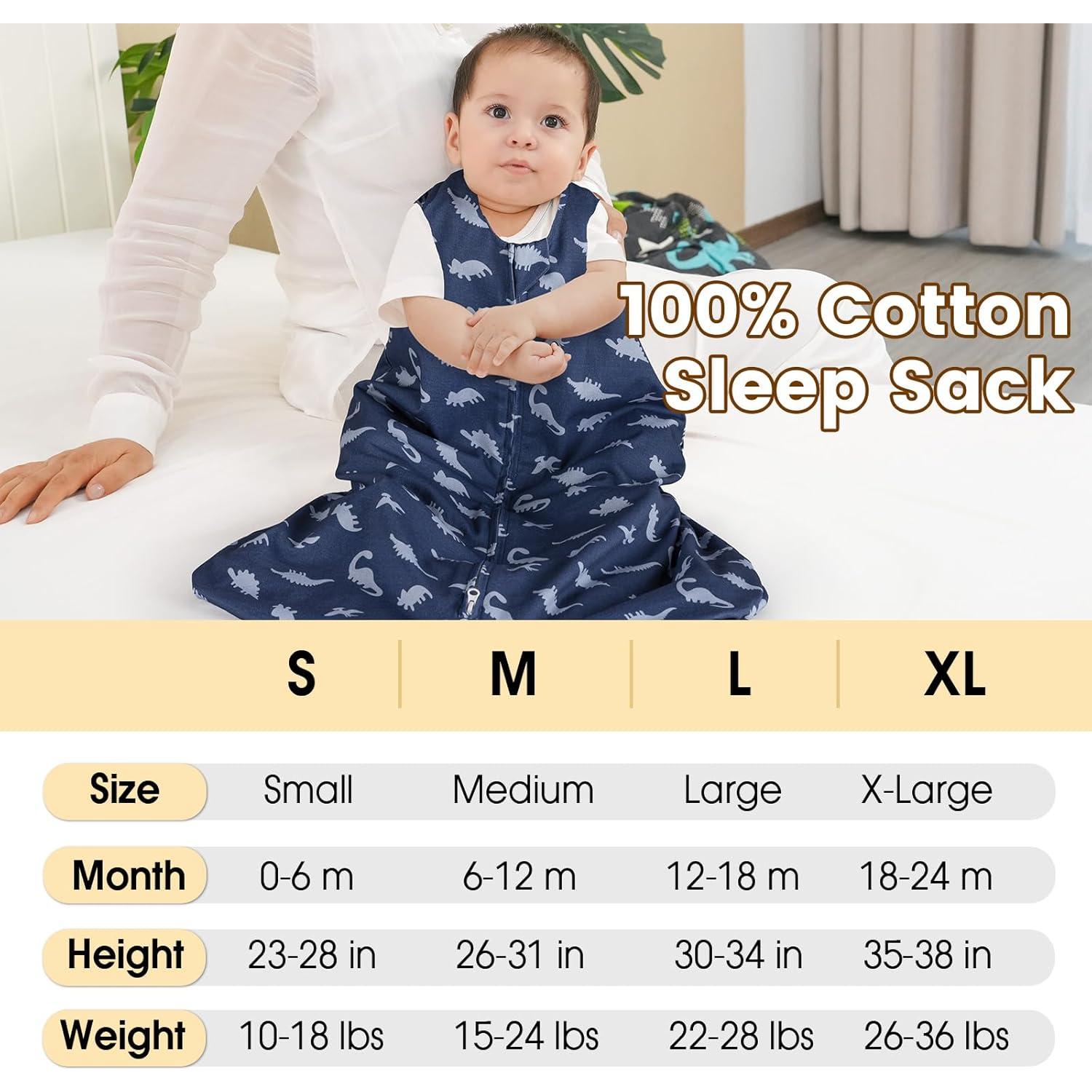 Saco de Dormir para Bebés PHF Algodón Orgánico 6-12 Meses Dinosaurio