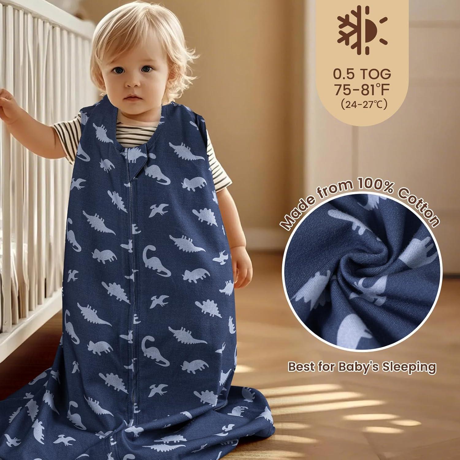 Saco de Dormir para Bebés PHF Algodón Orgánico 6-12 Meses Dinosaurio