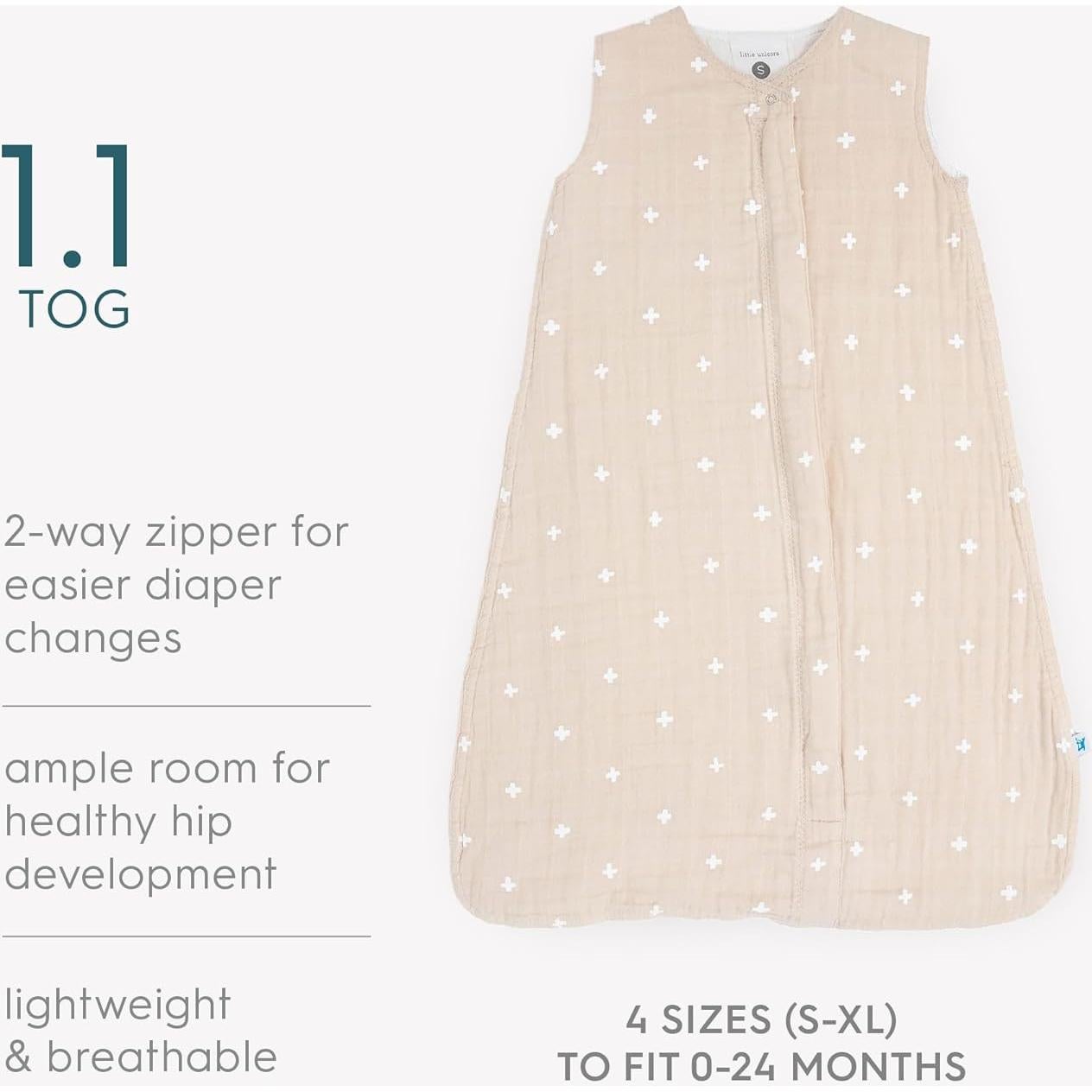 Saco de Dormir Muselina Premium 18-24 Meses Cruce Taupe