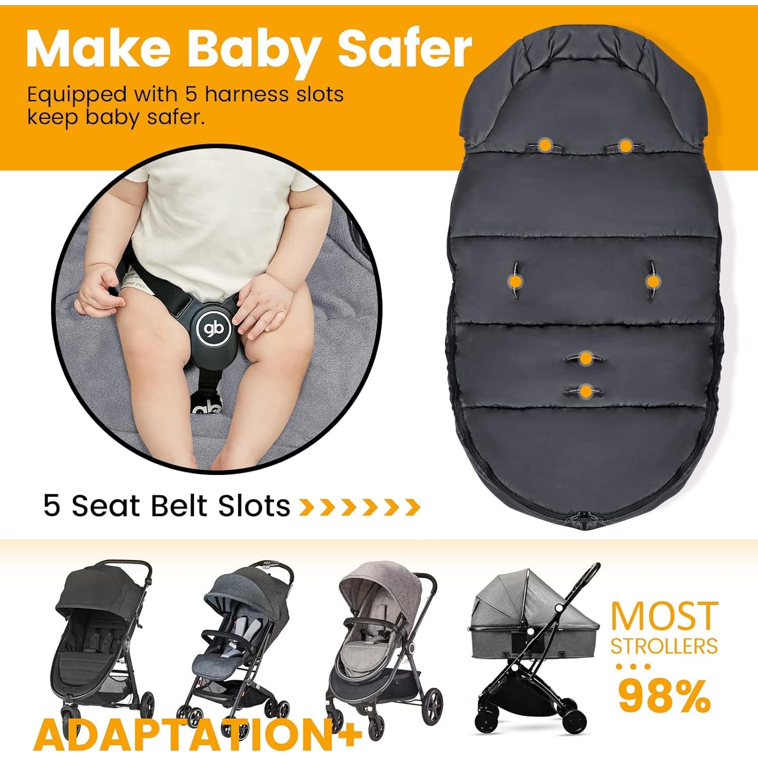 Saco de pies para cochecito Orzbow negro 90x48 cm invierno