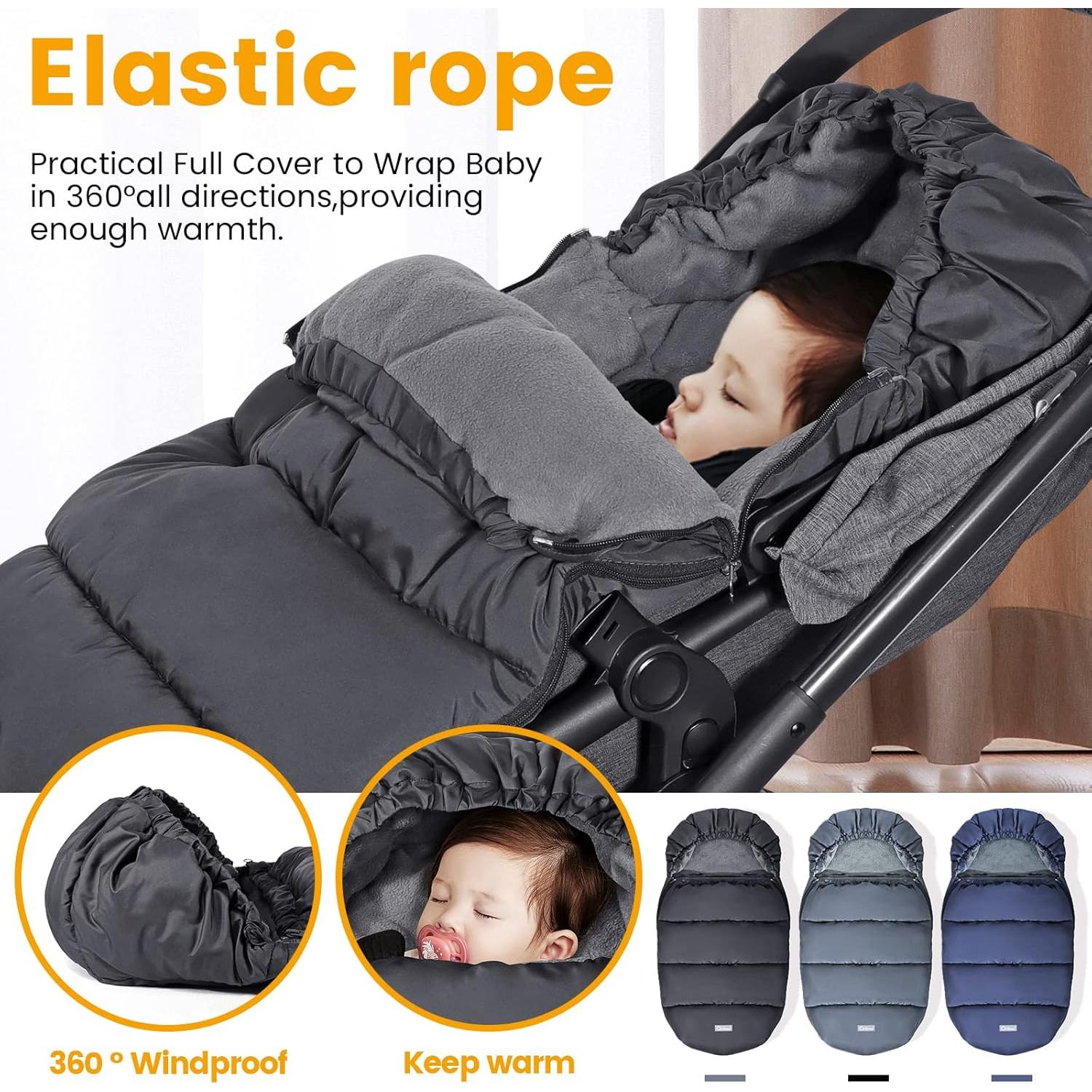 Saco de pies para cochecito Orzbow negro 90x48 cm invierno