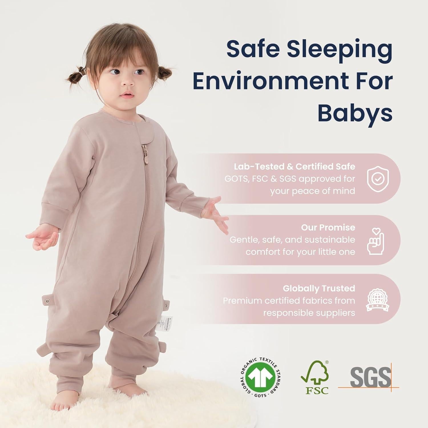 Saco de dormir unisex Kaiya 3T-4T algodón orgánico rosa