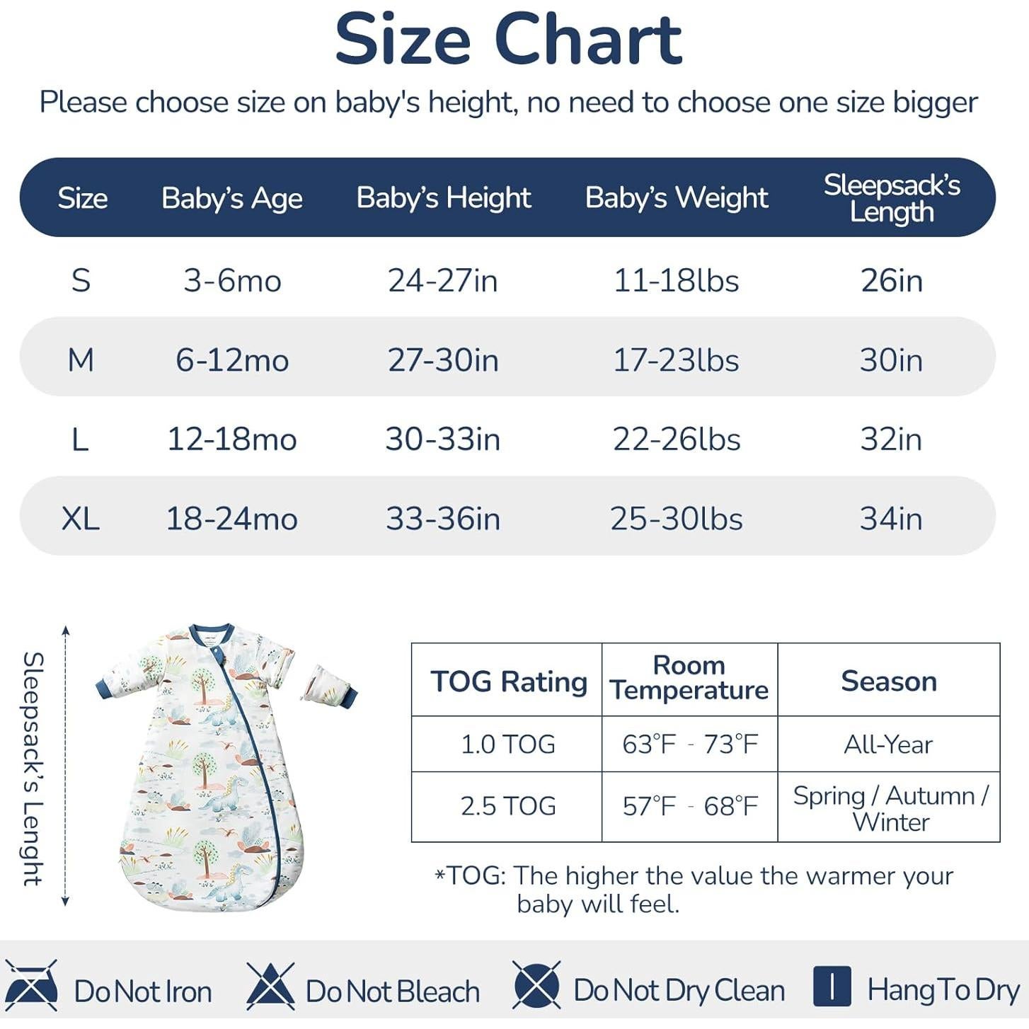 Saco de Sueño para Bebés 3-6 Meses Algodón Dinosaurio 1.0 TOG