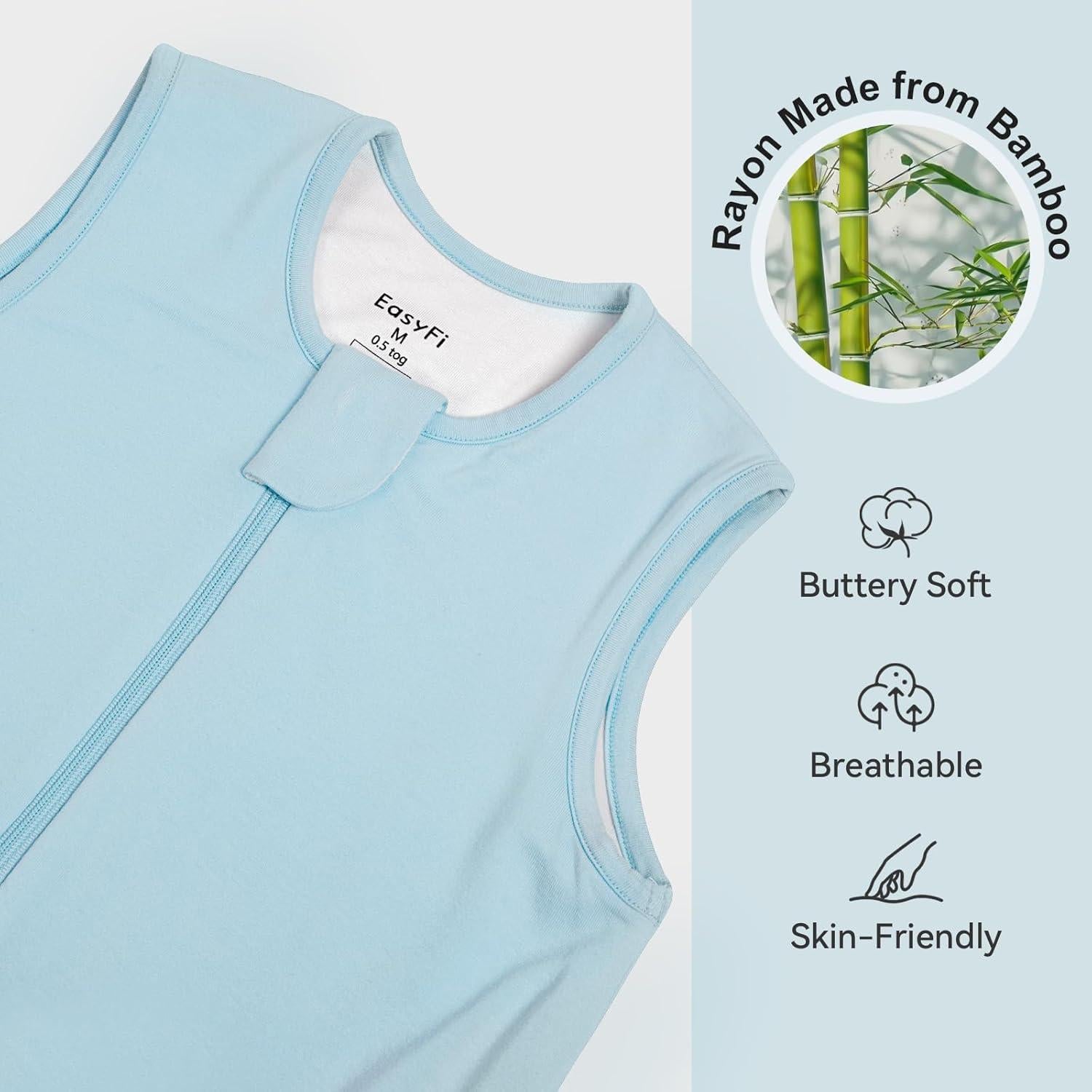 Saco de dormir de bambú EasyFi 0-24 meses 0.5 Tog - Azul y Gris