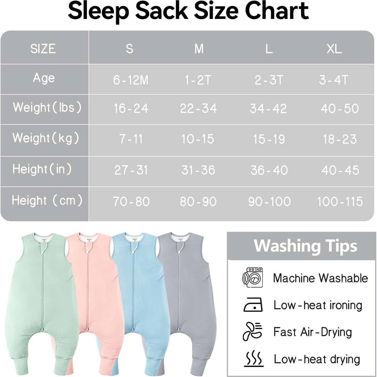 Saco de dormir de bambú EasyFi 0-24 meses 0.5 Tog - Azul y Gris