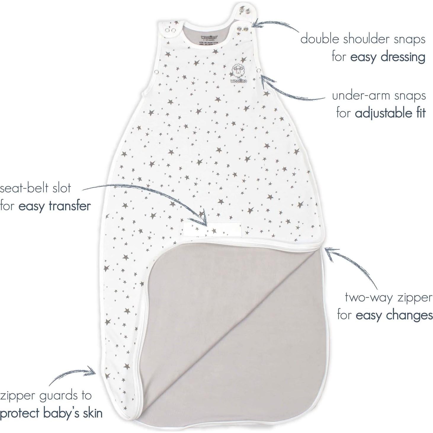 Saco de Sueño Woolino para Niños 2-4 Años, Lana Merino y Algodón