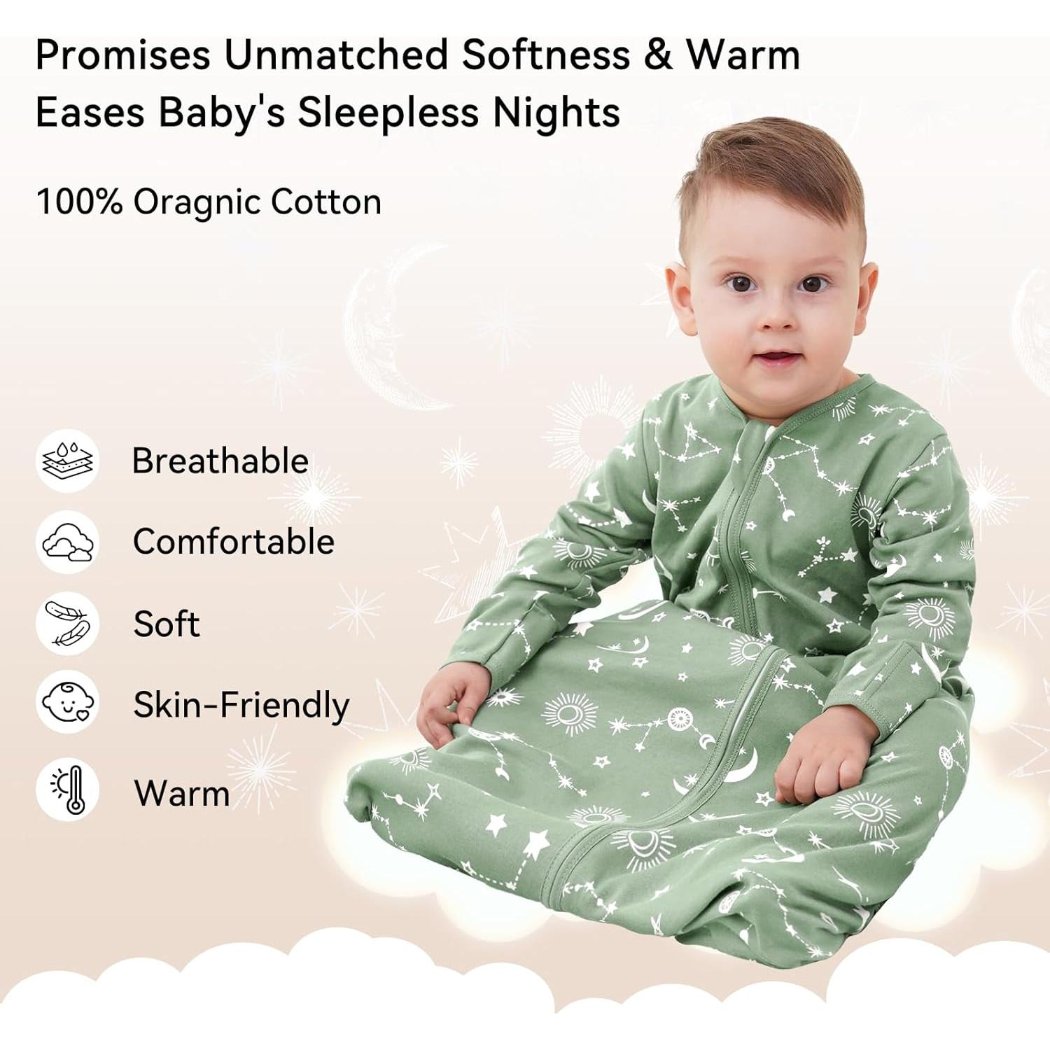 Saco de Sueño para Bebés Unnivoll 12-18 Meses Algodón 0.5 Tog