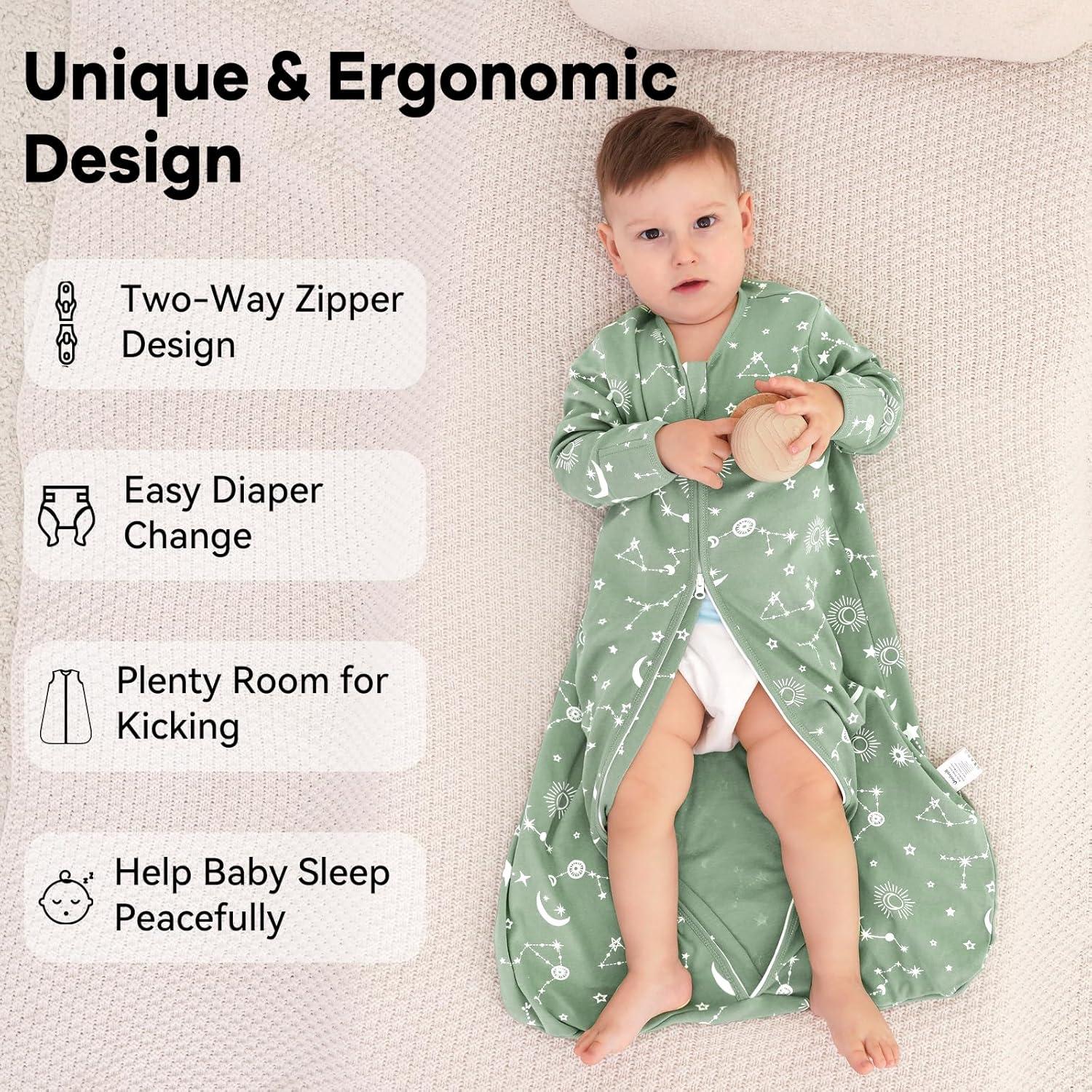 Saco de Sueño para Bebés Unnivoll 12-18 Meses Algodón 0.5 Tog