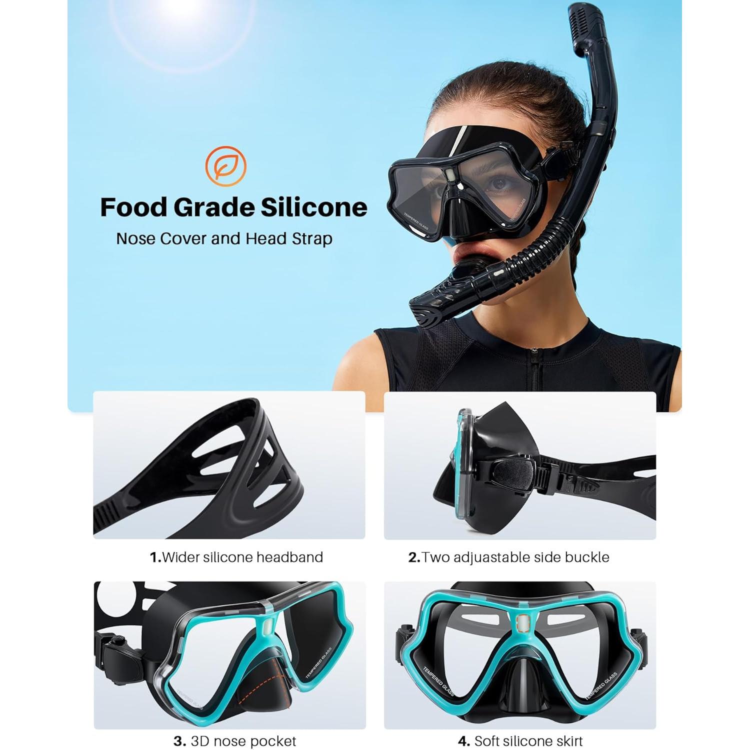 Set de Snorkel Seco CoolystiaDrX para Adultos y Niños