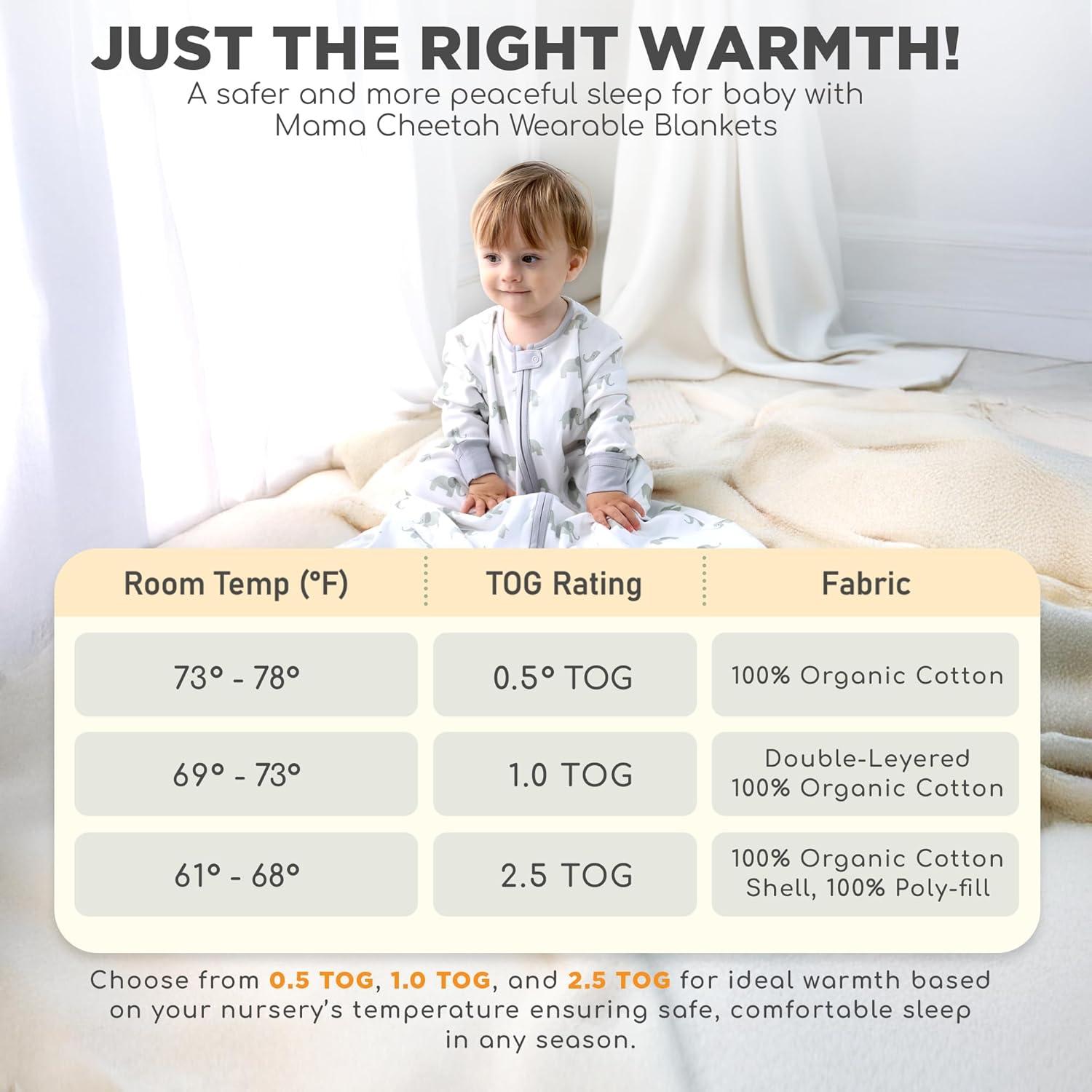 Saco de Sueño Mama Cheetah 0.5 TOG Algodón Orgánico 12-18 Meses