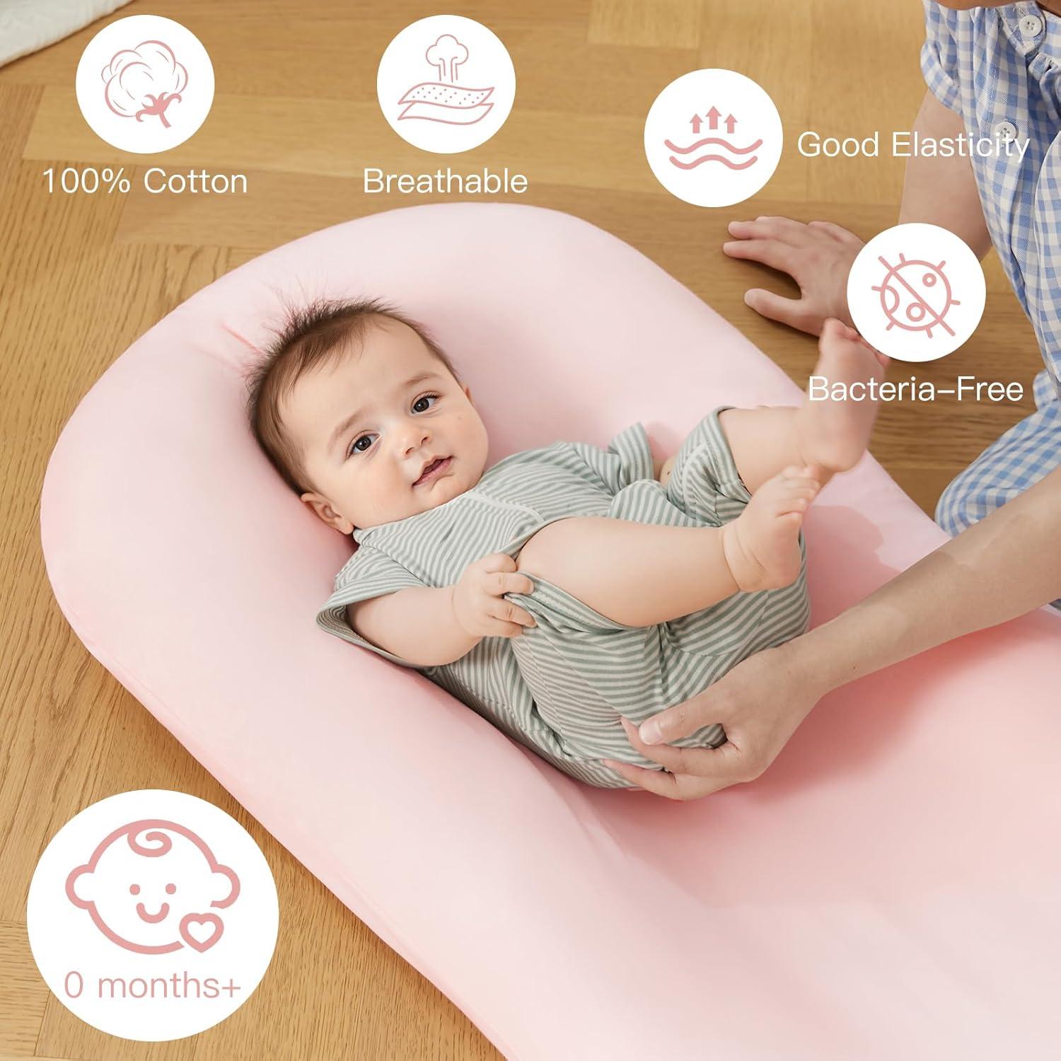 Lounger para Bebés Lucakuins Rosa Algodón Orgánico 0-24 Meses
