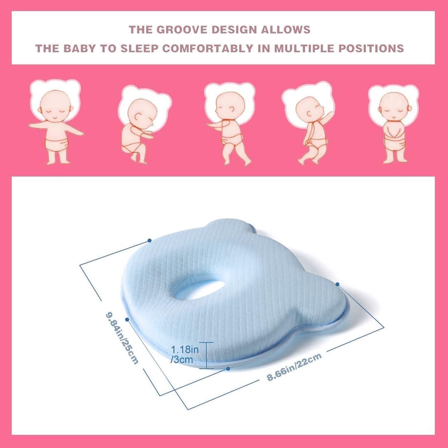 Almohada de Espuma de Memoria Yevclihds para Bebés Azul