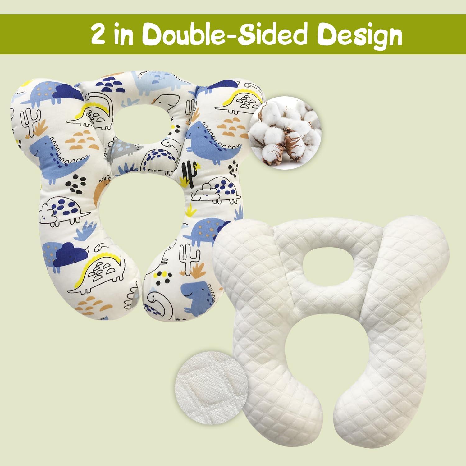 Almohada de Viaje para Bebés DEEZOMO - Algodón Suave, Dinosaurio Azul