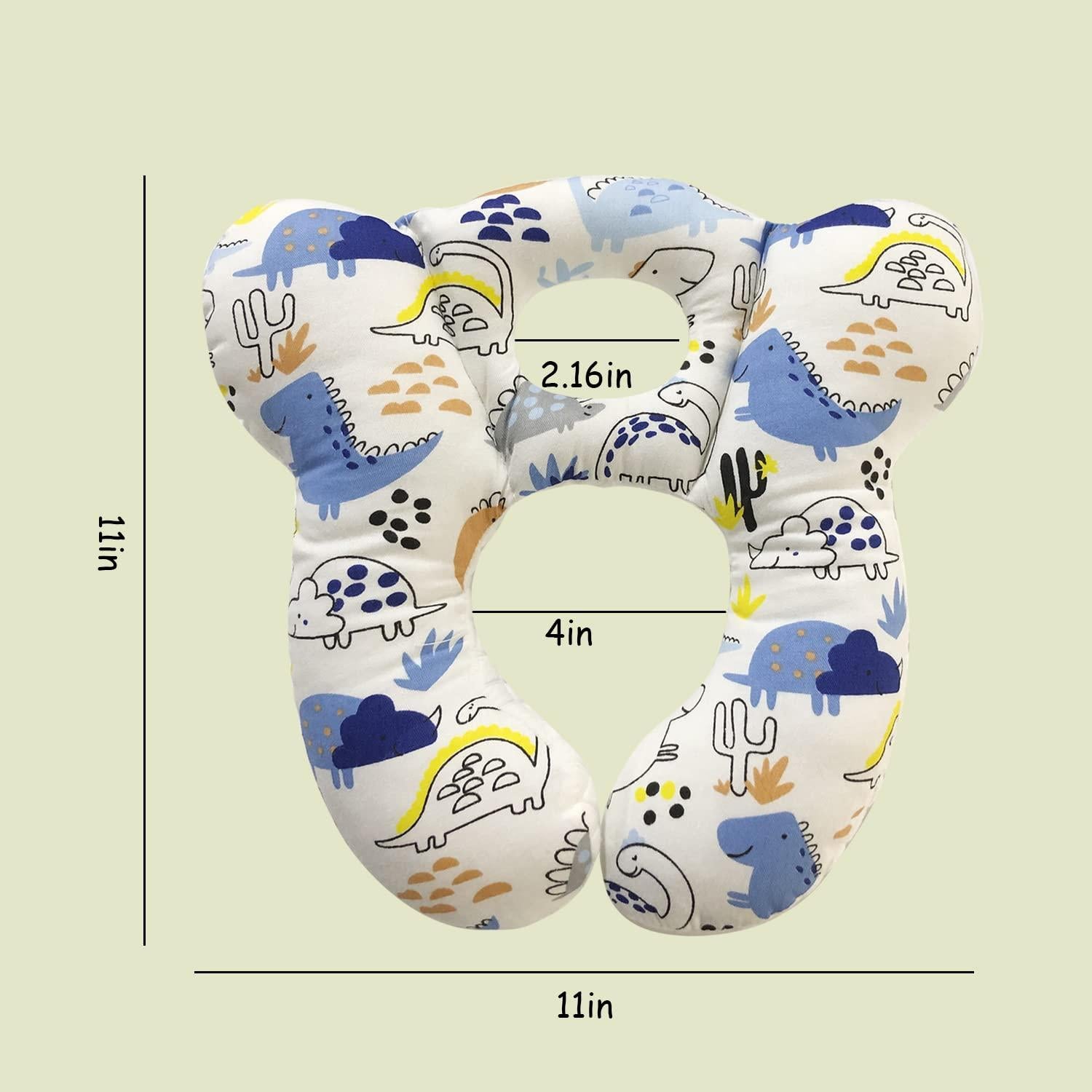 Almohada de Viaje para Bebés DEEZOMO - Algodón Suave, Dinosaurio Azul