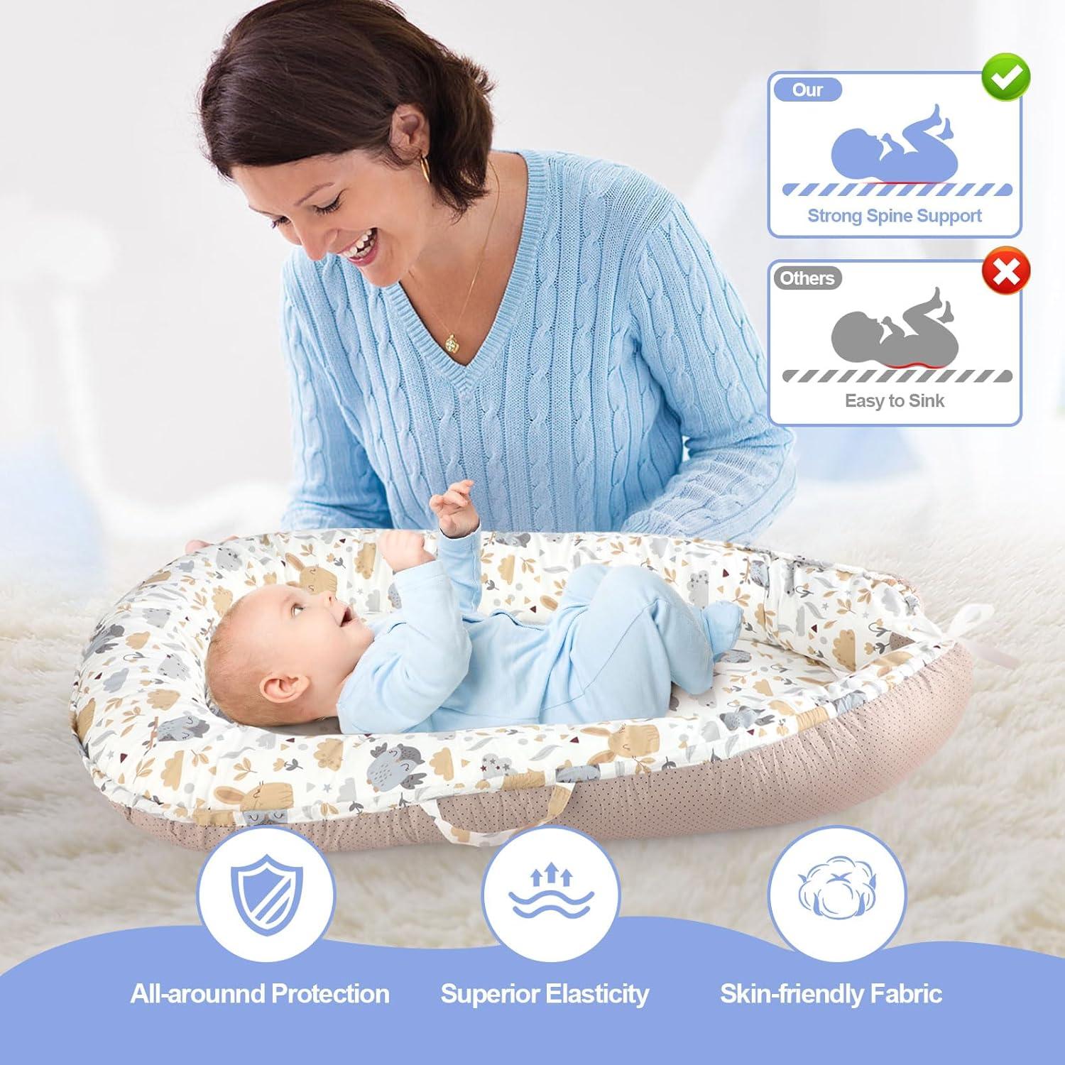 Cojín Portátil para Bebés Gris - Nido 0 a 24 Meses