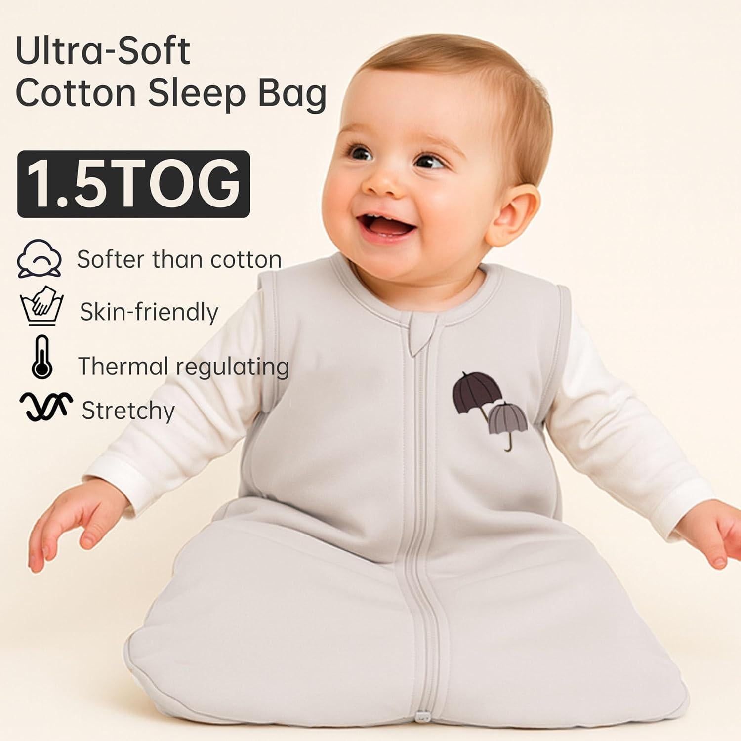 Saco de Sueño para Bebés YOHKOH 0-6 Meses 1.5 TOG Algodón