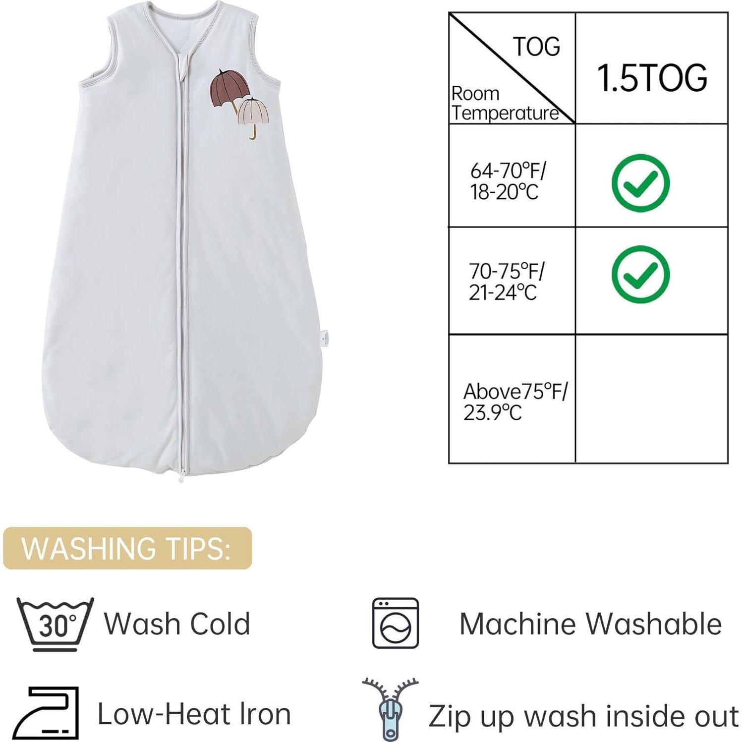 Saco de Sueño para Bebés YOHKOH 0-6 Meses 1.5 TOG Algodón