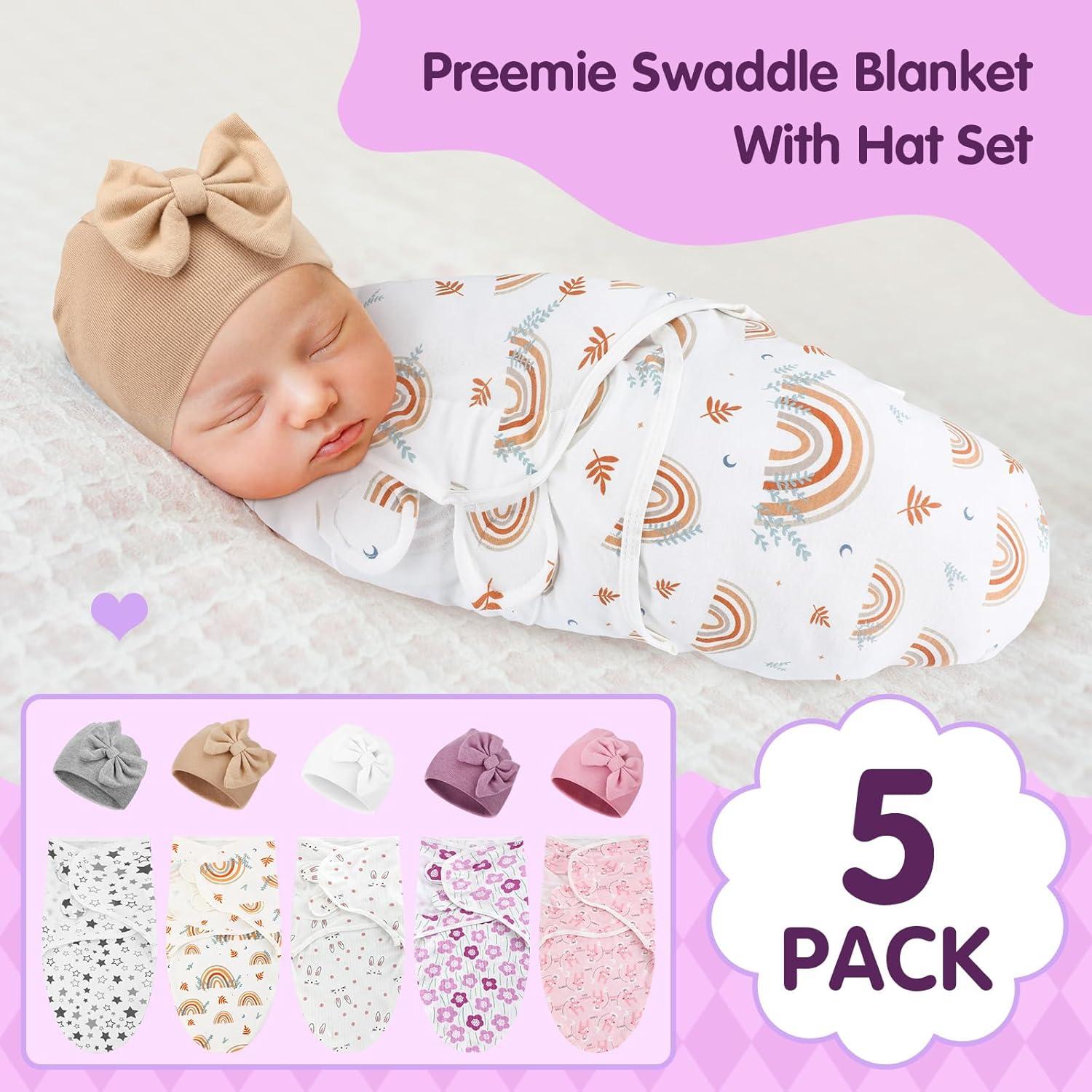 Paquete de 5 mantas de arrullo Fanfanwin para prematuros 50x60cm