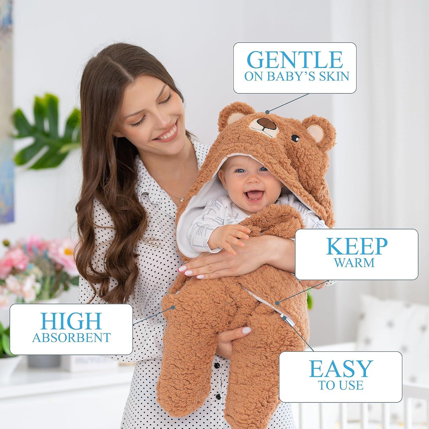 Manta de Envolver para Bebé BYDOOO Oso 0-6 Meses Orgánica Suave