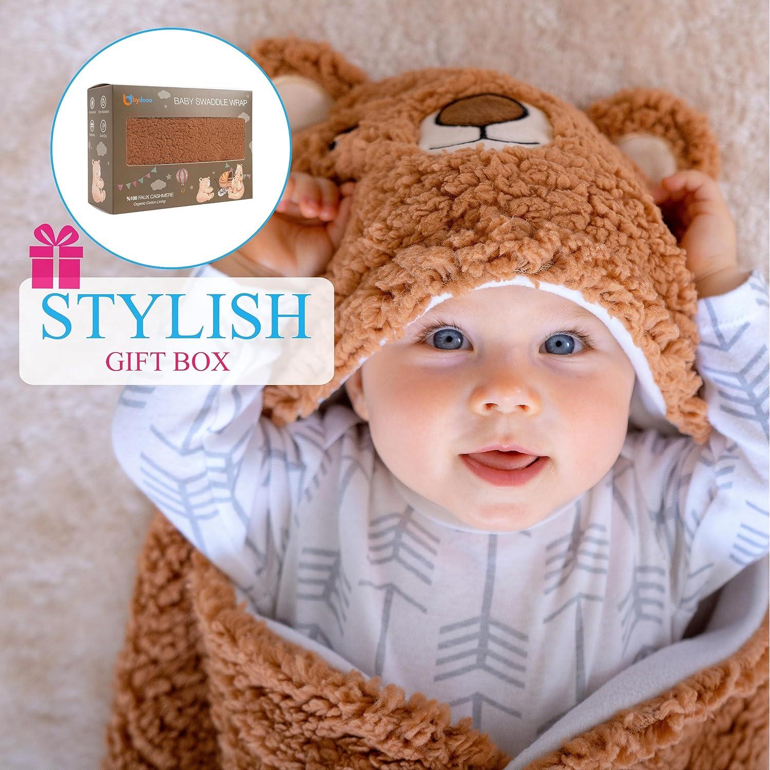 Manta de Envolver para Bebé BYDOOO Oso 0-6 Meses Orgánica Suave