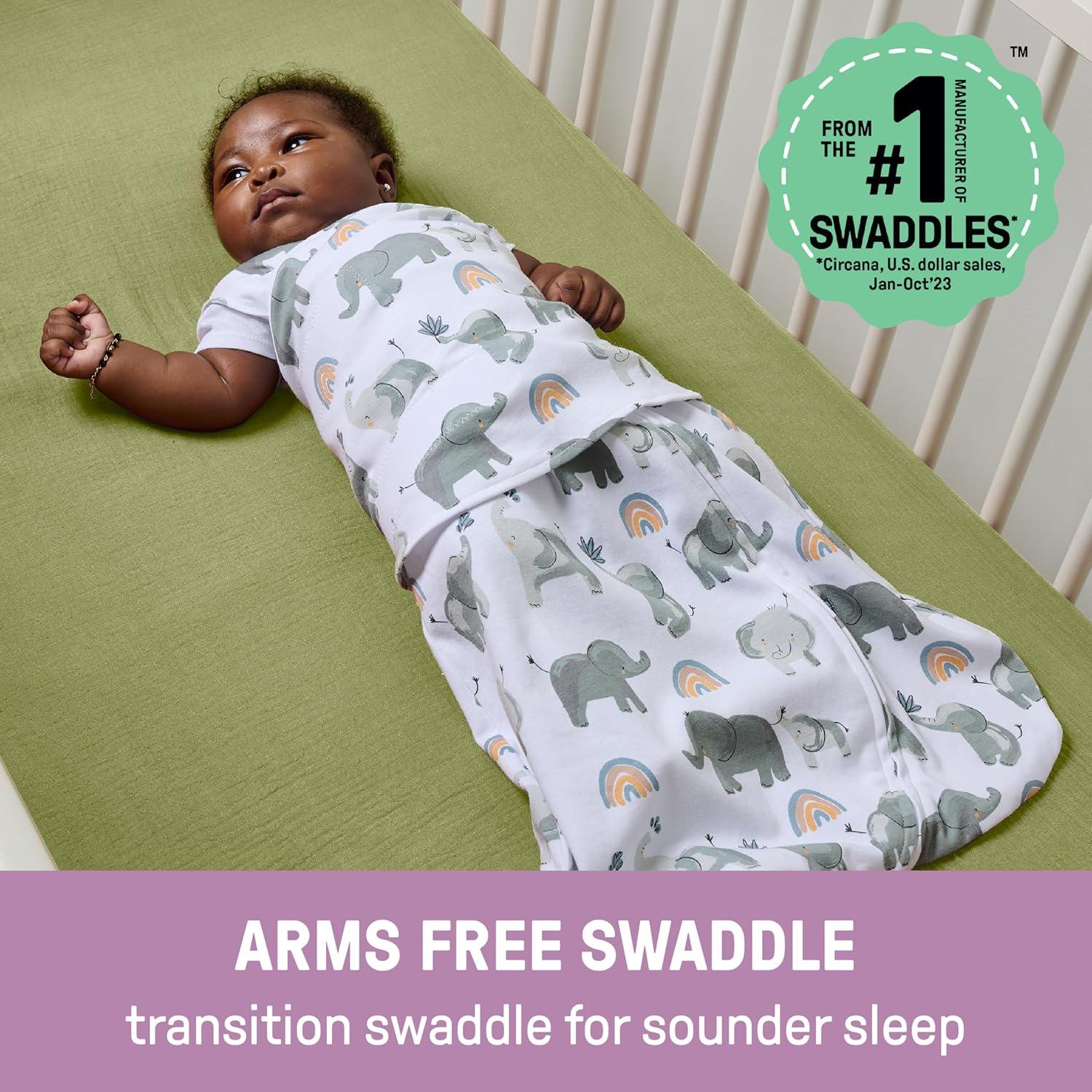 SwaddleMe Ingenuity Brazos Libres 3-6 Meses Elefante Feliz