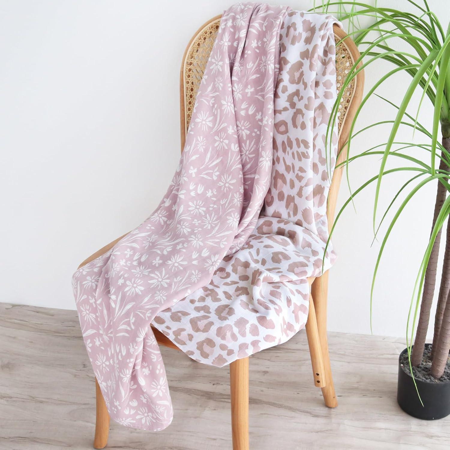 Mantas de Envolver LifeTree para Niña 120x120 cm Floral y Leopardo