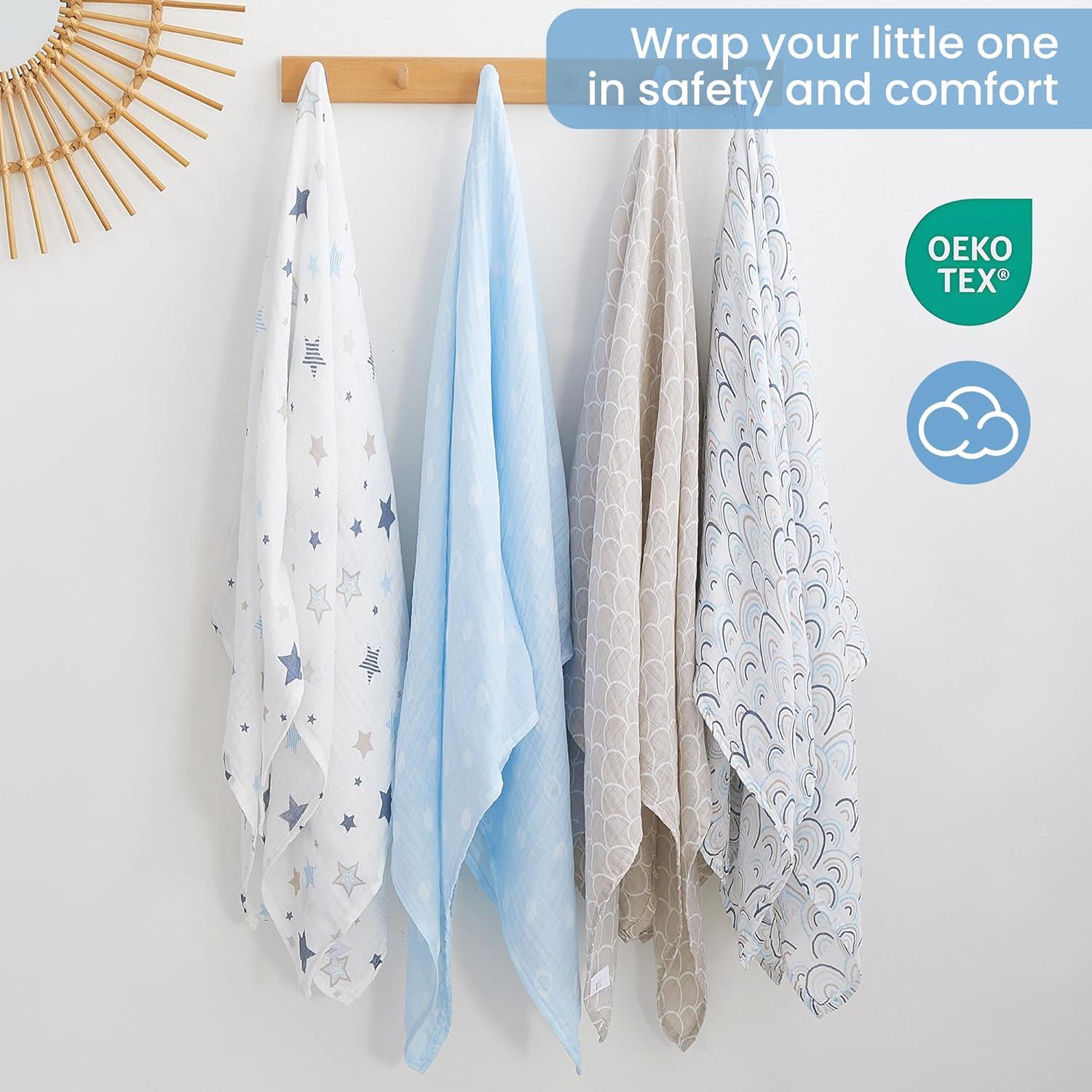 Mantas de Muselina Softan 120x120 cm, Juego de 4 Unisex