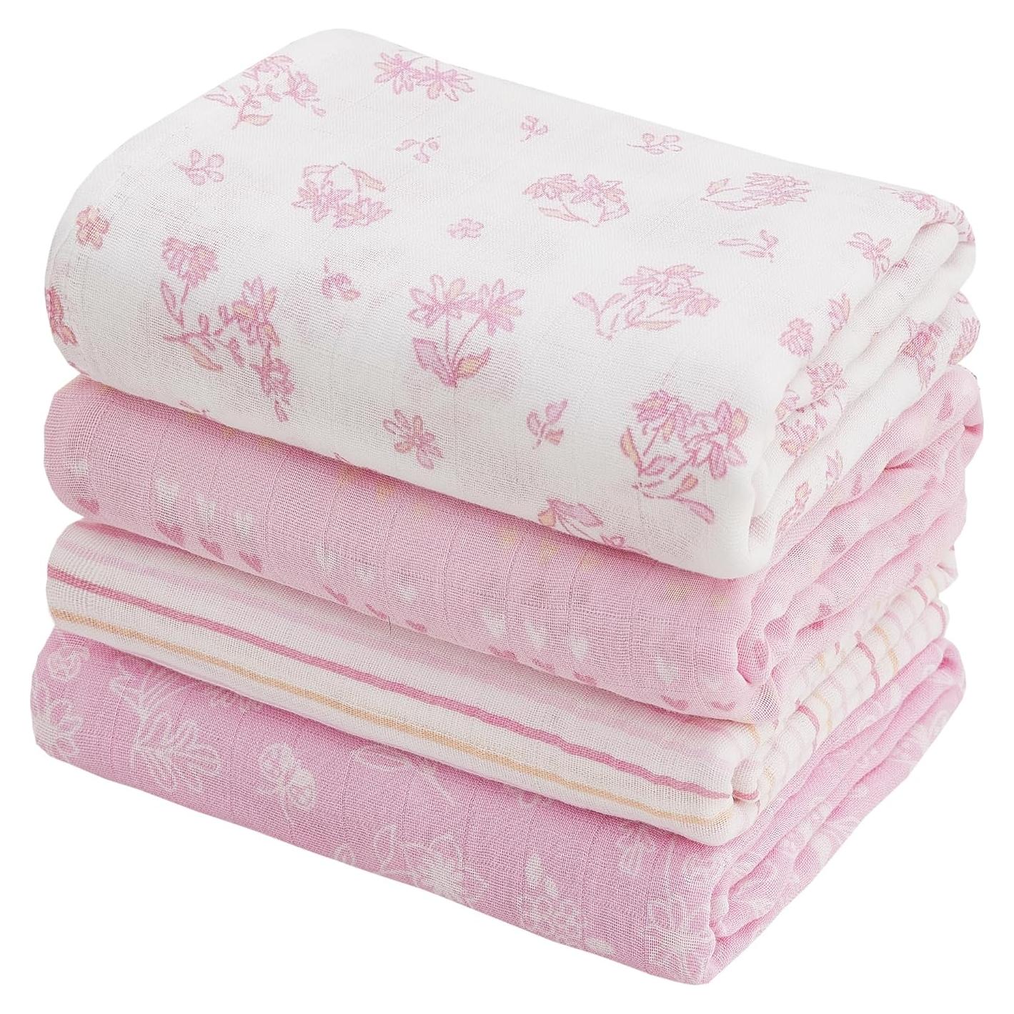 Mantas de Muselina Viviland 120x120 cm 4 Piezas Flores y Corazón