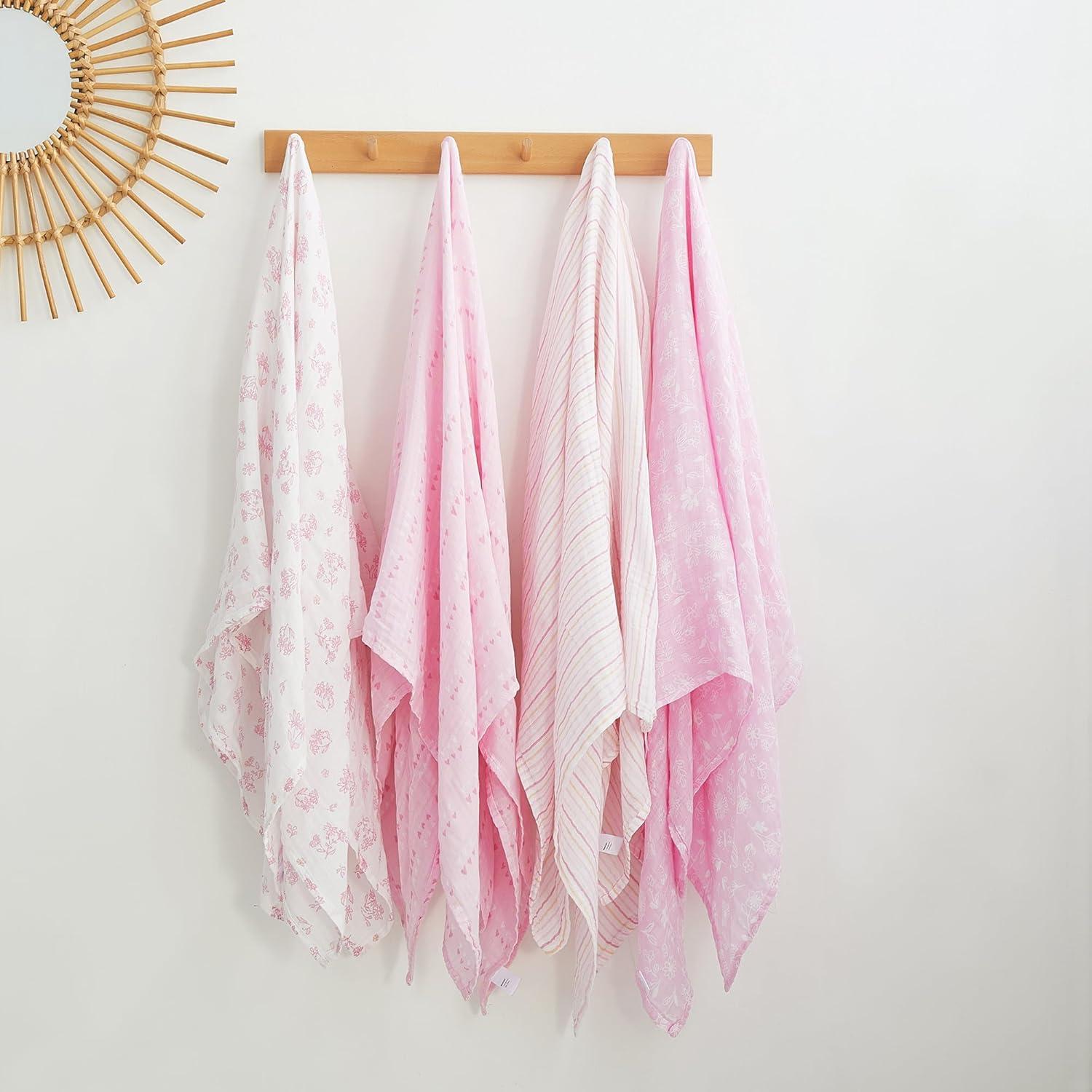 Mantas de Muselina Viviland 120x120 cm 4 Piezas Flores y Corazón