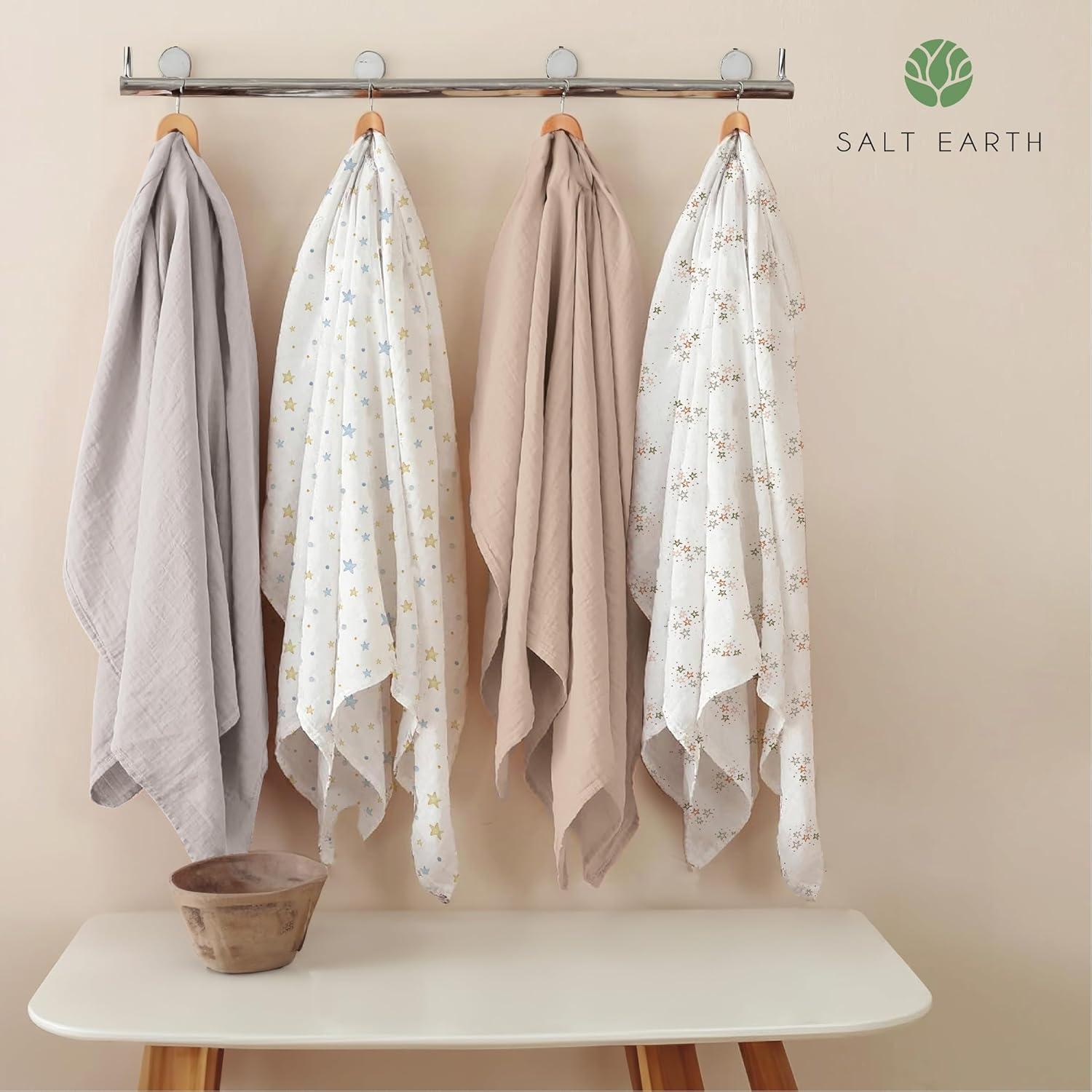 Manta de Envolver para Bebé Salt Earth 4 Unidades Algodón Orgánico