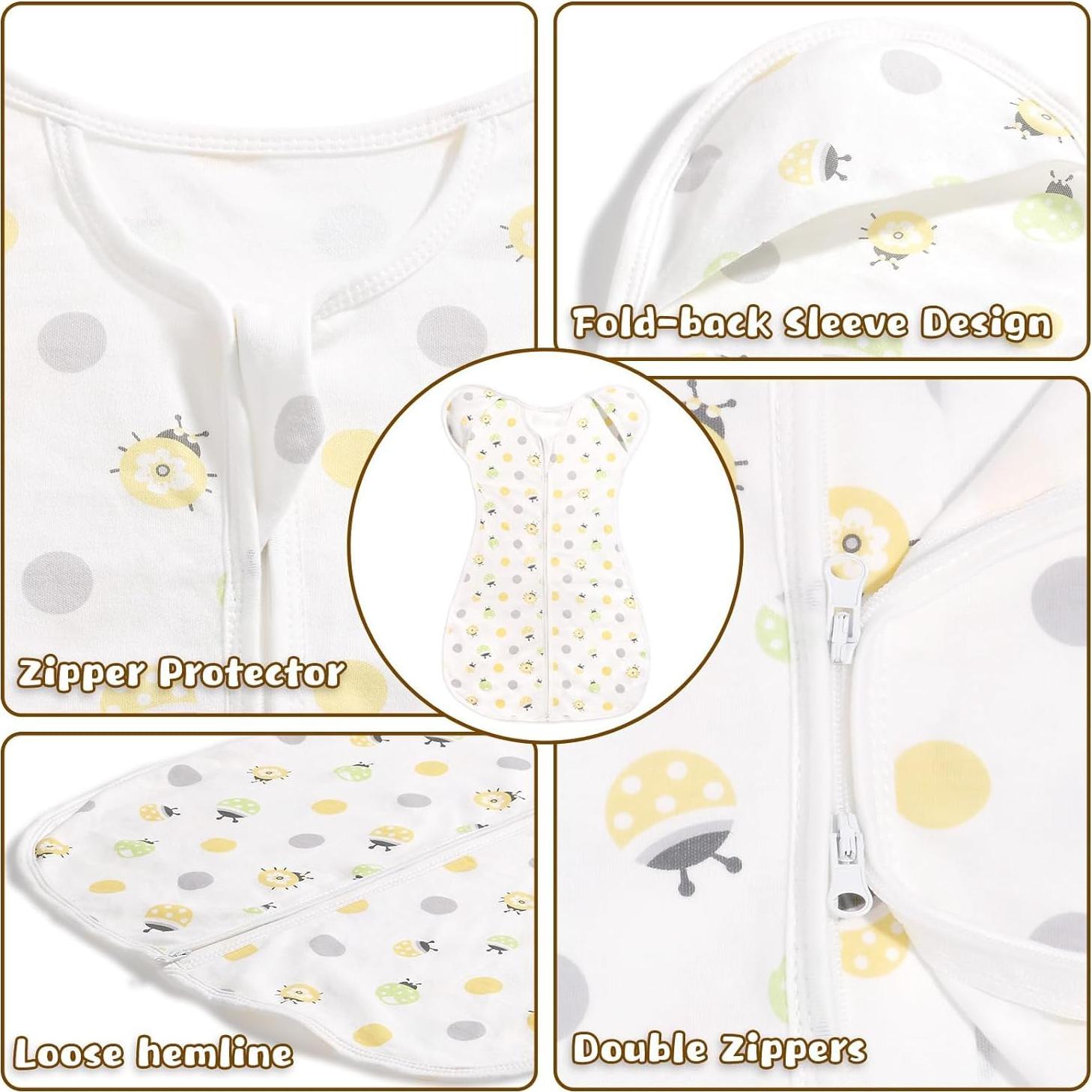 Saco de Sueño Swaddle 2-Pack 100% Algodón para Bebés 0-3 Meses