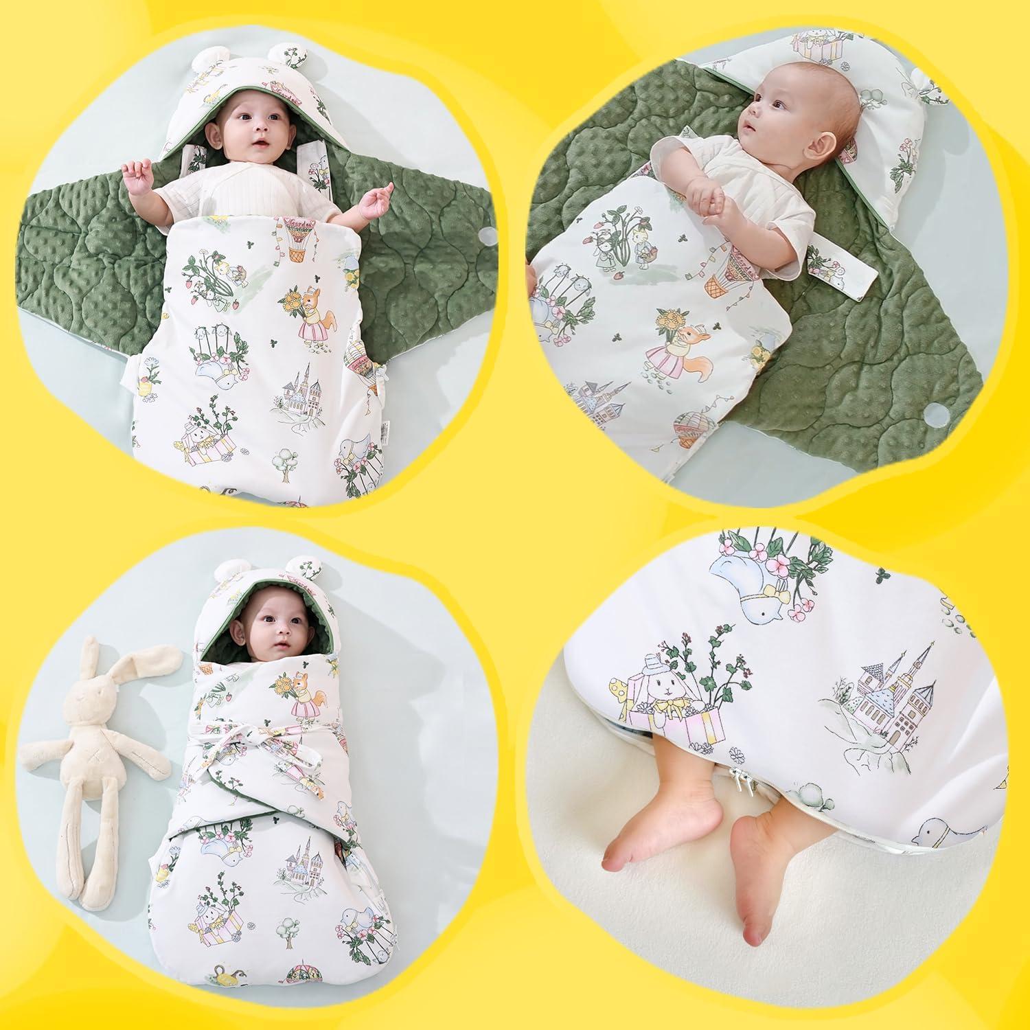 Saco de Sueño Ajustable YJLMLY para Bebés 0-3 Meses Verde