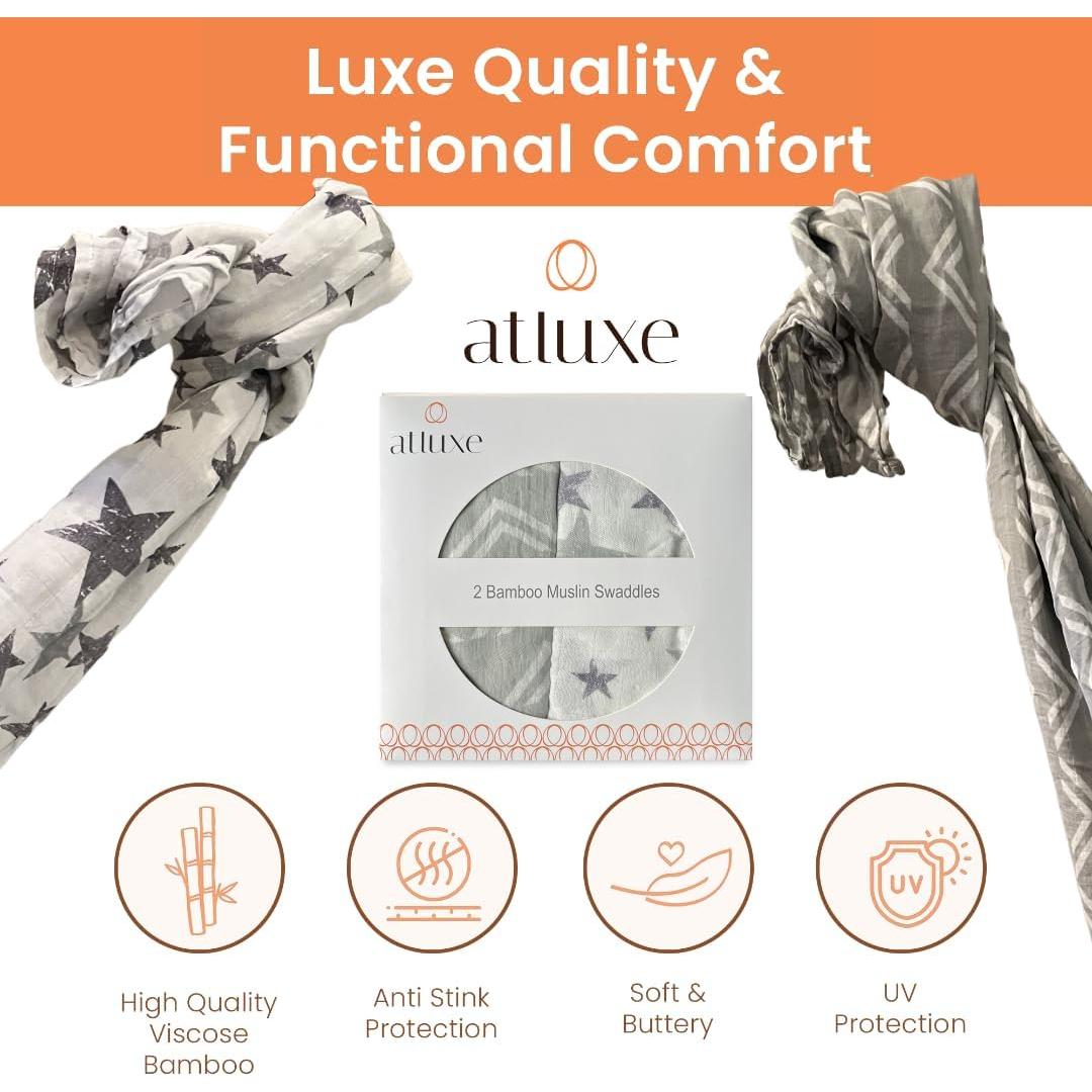 Manta de Envolver para Bebé Atluxe - 2 Piezas Muselina 120x120cm