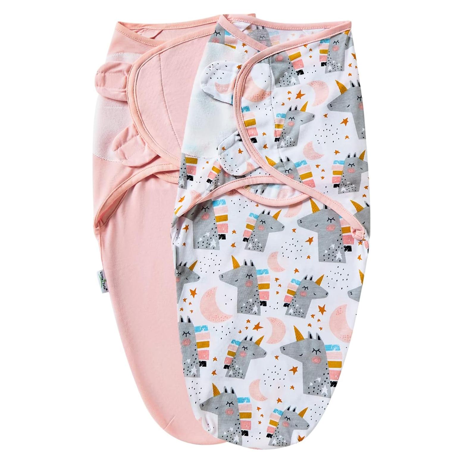 Manta de Envolver para Bebé Little Tots Rosa Unicornio 2 Pzas
