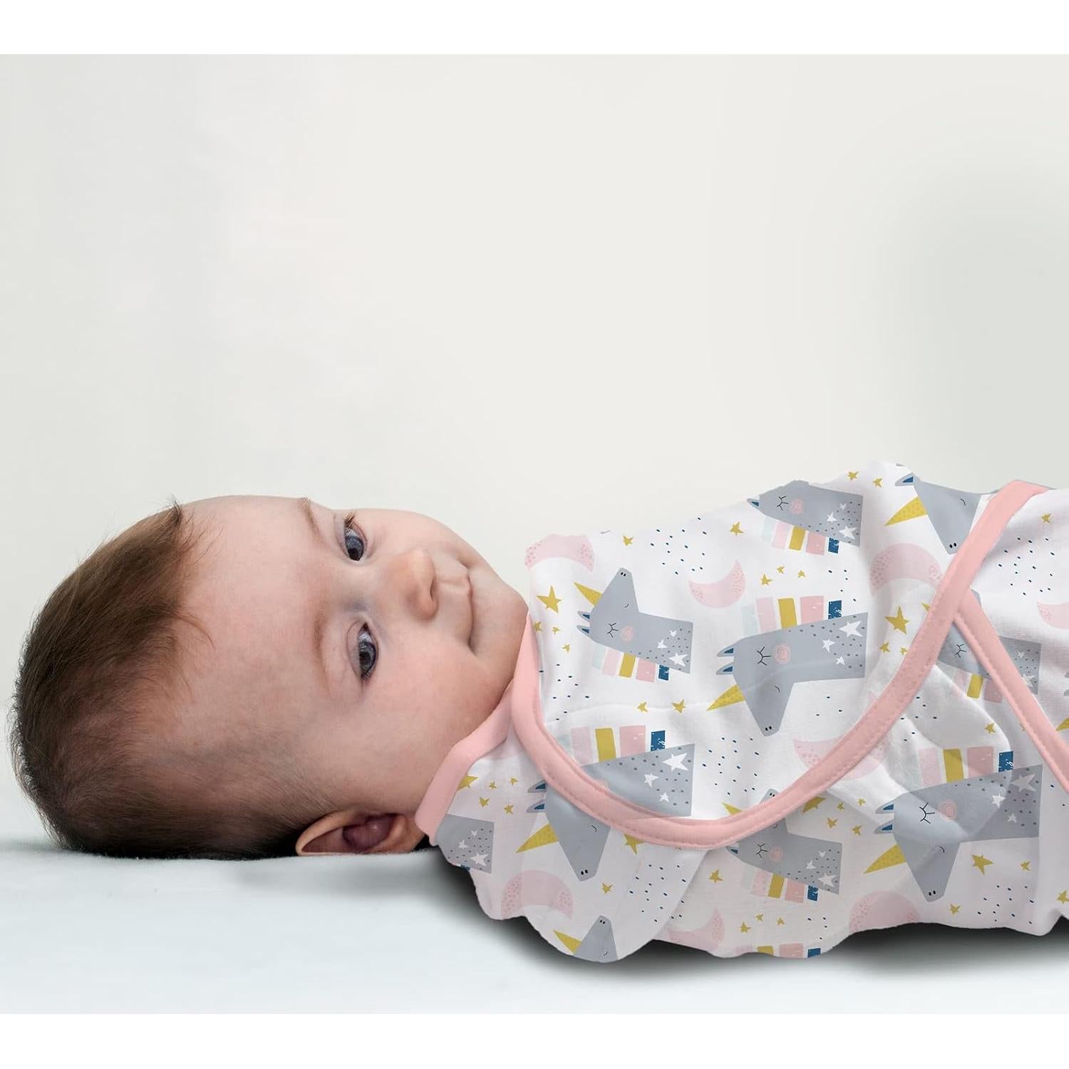 Manta de Envolver para Bebé Little Tots Rosa Unicornio 2 Pzas