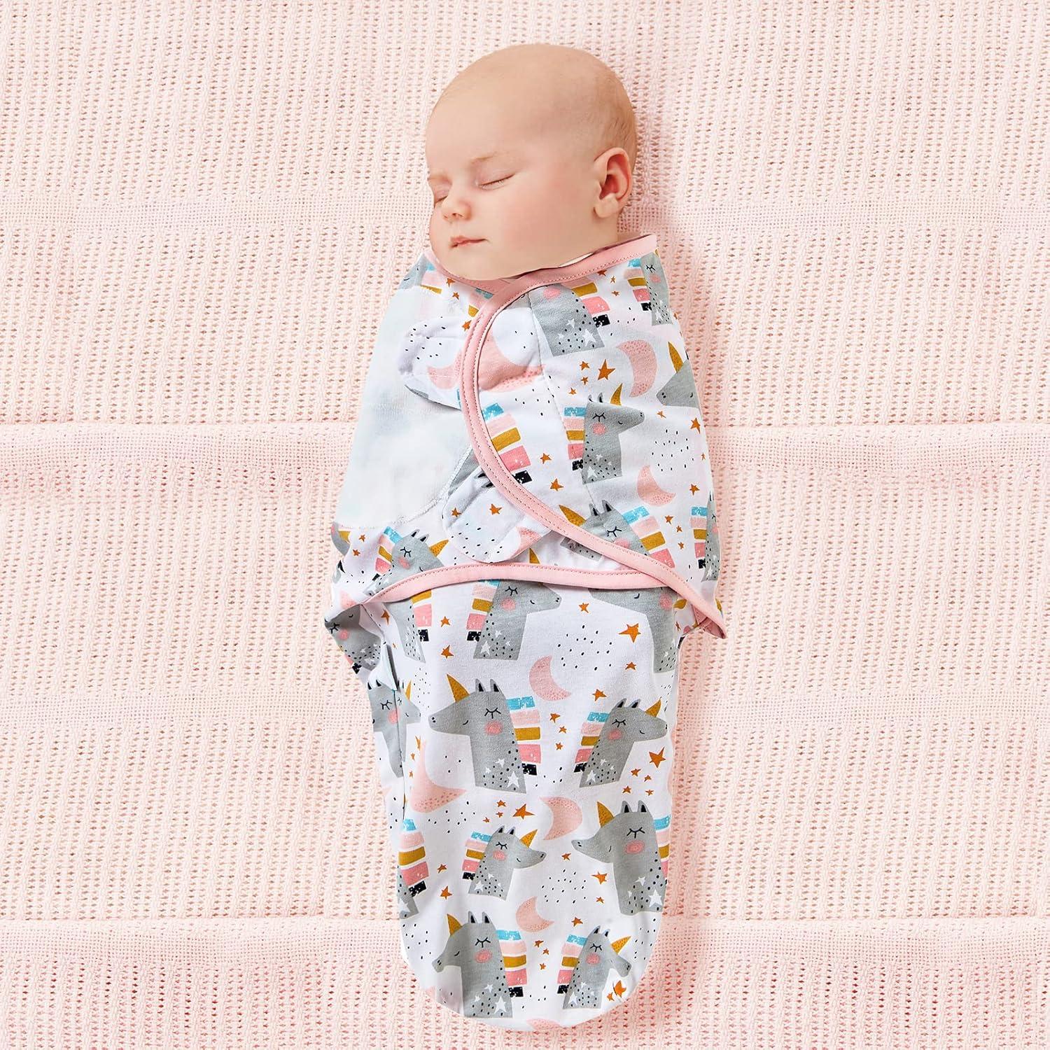 Manta de Envolver para Bebé Little Tots Rosa Unicornio 2 Pzas