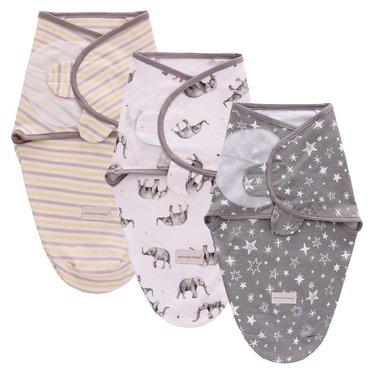 Saco de Envolver Miracle Baby 3 Unidades 100% Algodón 3-6 Meses