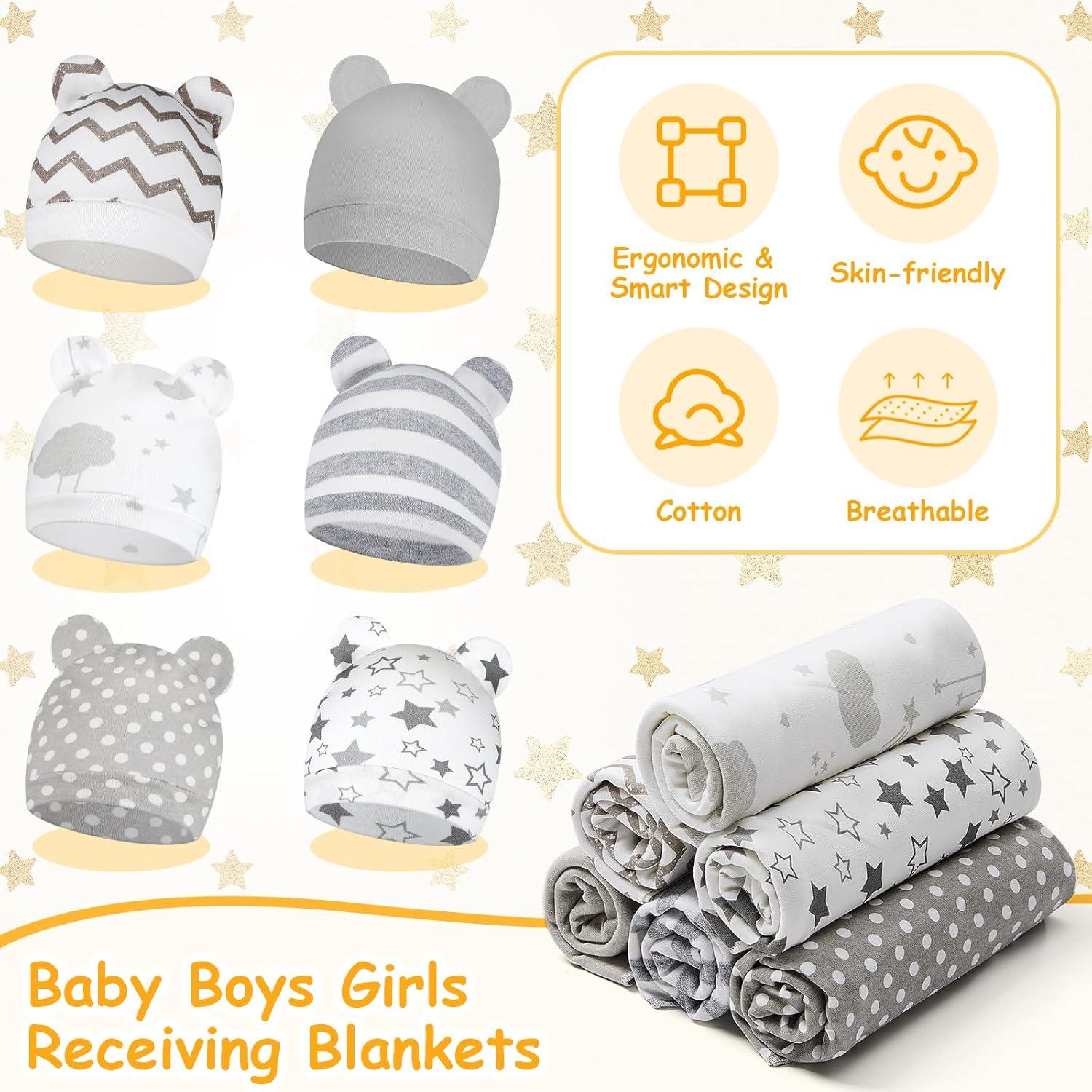 Ramede 6 Sets Mantas de Algodón para Bebés 80x80 cm Gris