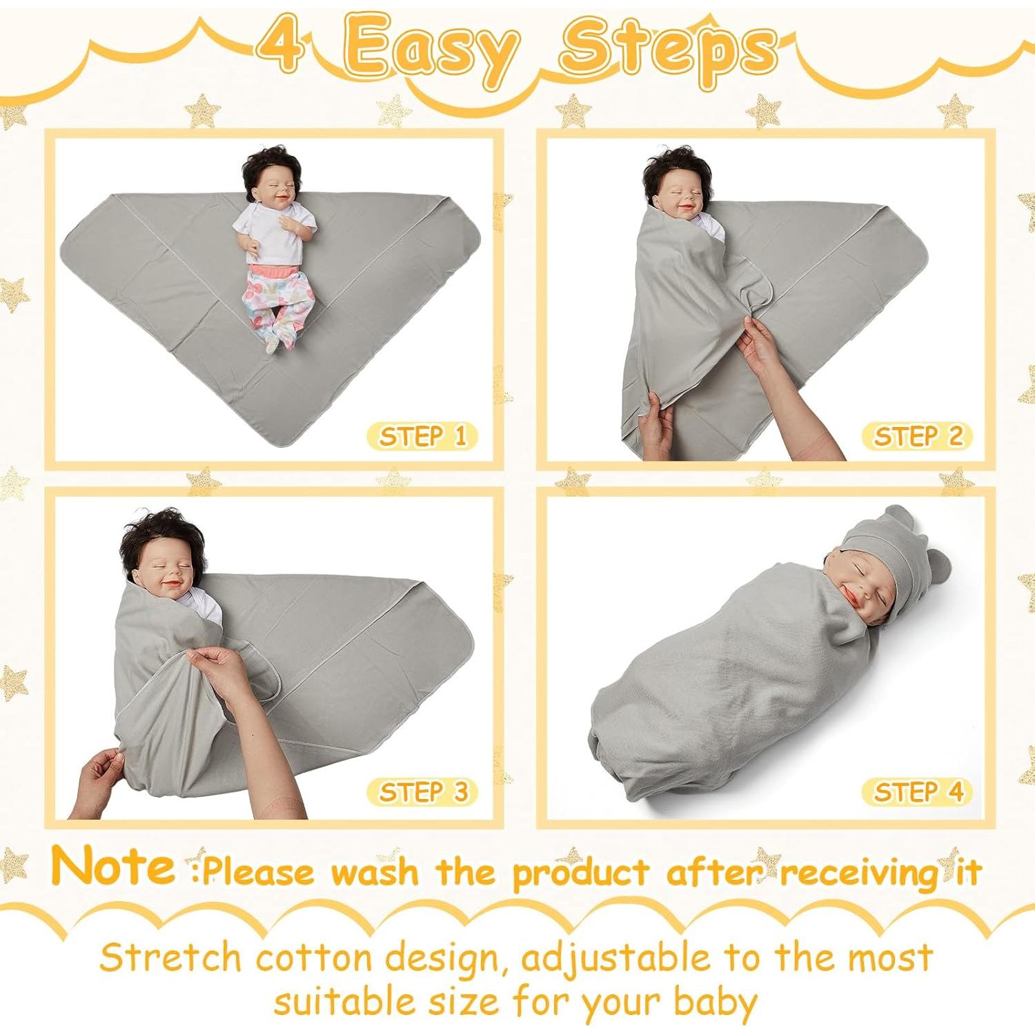 Ramede 6 Sets Mantas de Algodón para Bebés 80x80 cm Gris