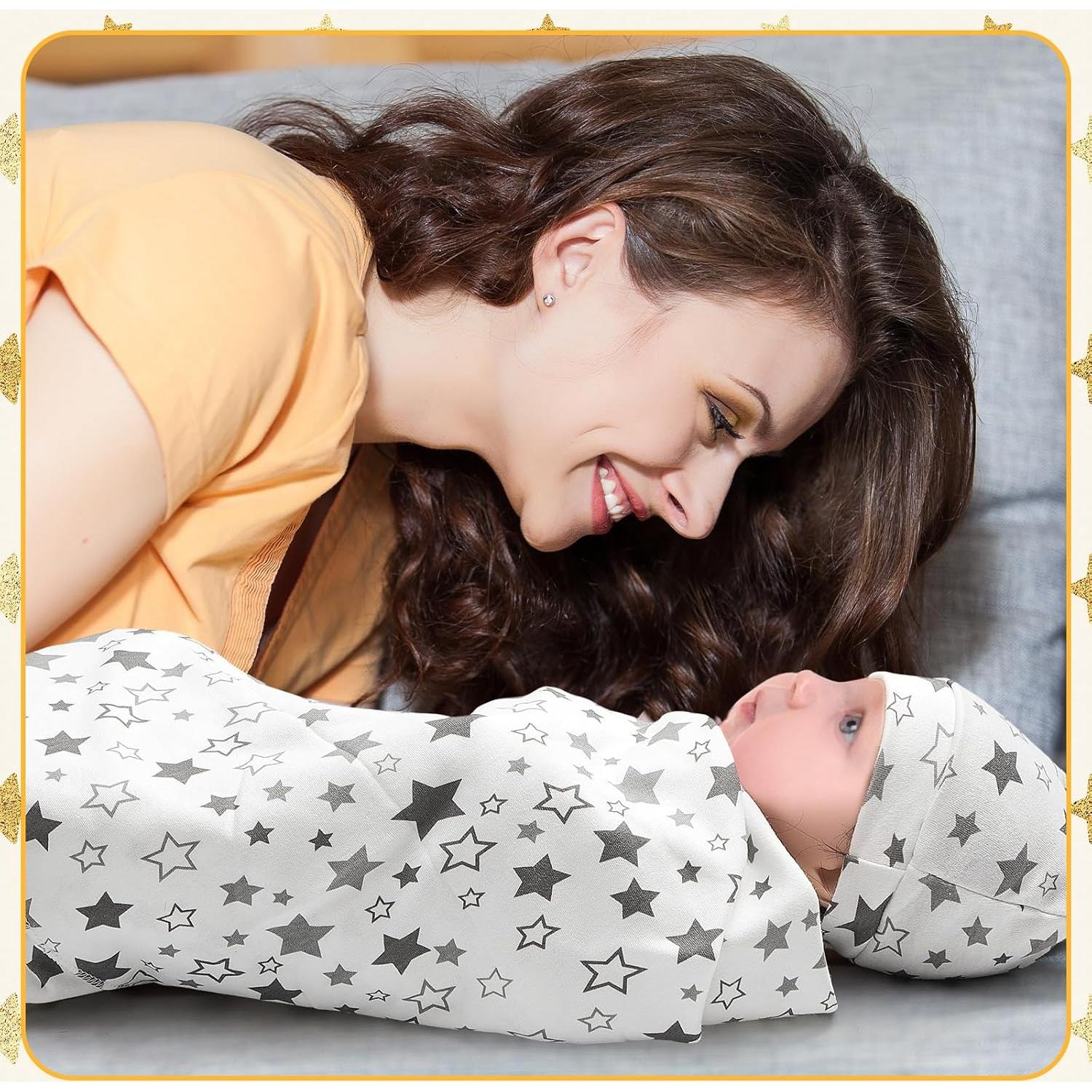 Ramede 6 Sets Mantas de Algodón para Bebés 80x80 cm Gris