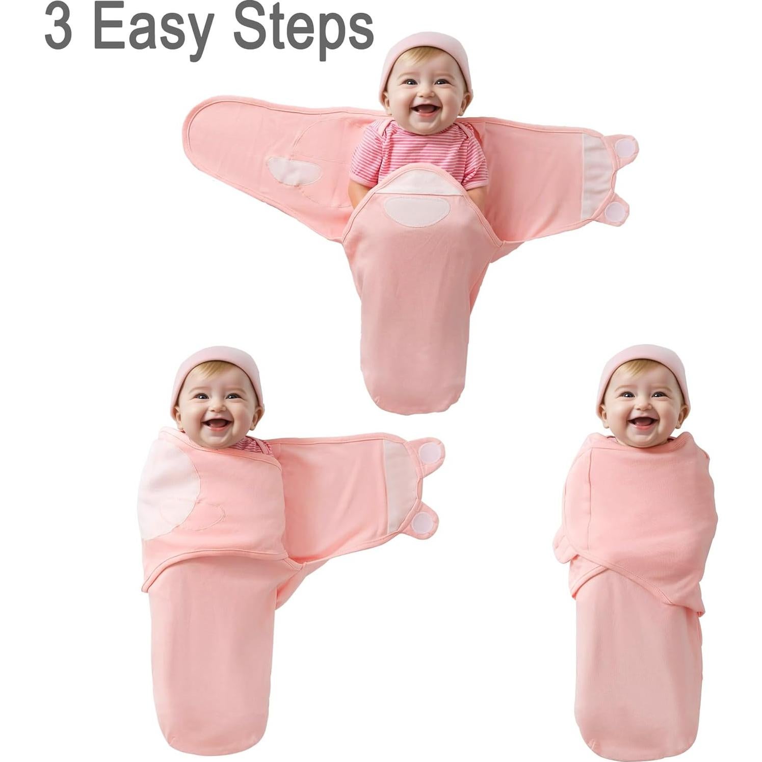 Manta de Envoltura para Bebés Queness 3 Paquetes Algodón 0-6 Meses