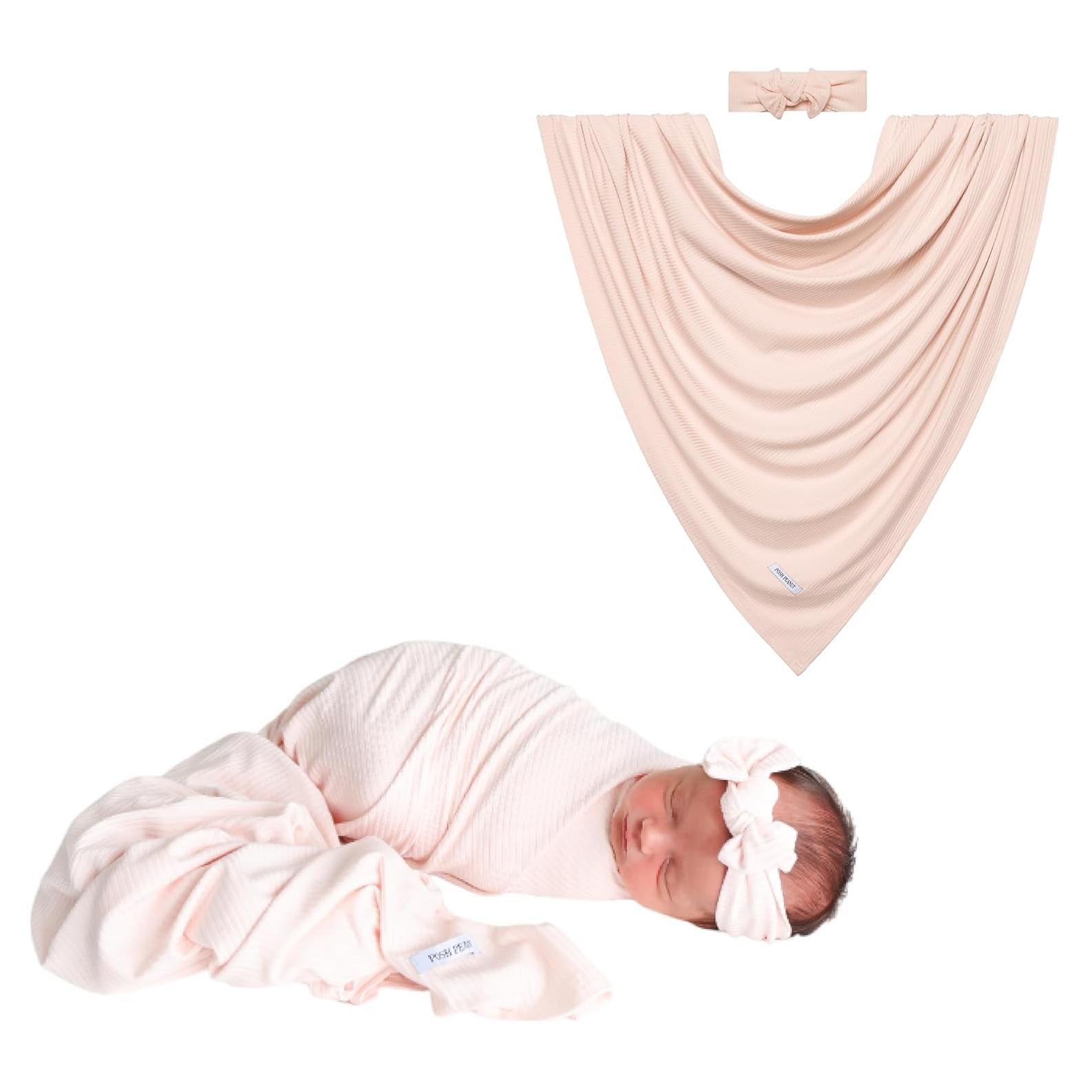 Conjunto de manta y diadema Posh Peanut - Viscosa de bambú Rosa