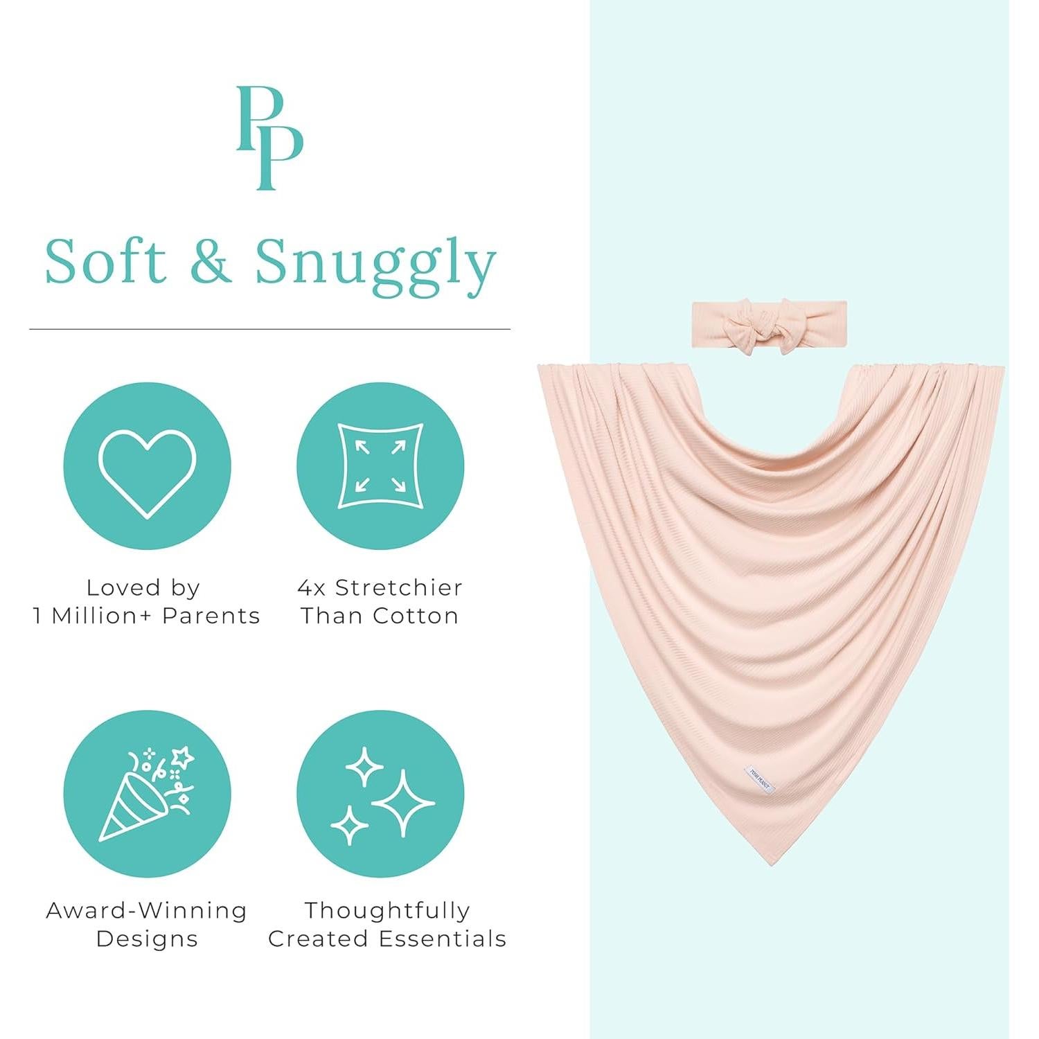 Conjunto de manta y diadema Posh Peanut - Viscosa de bambú Rosa