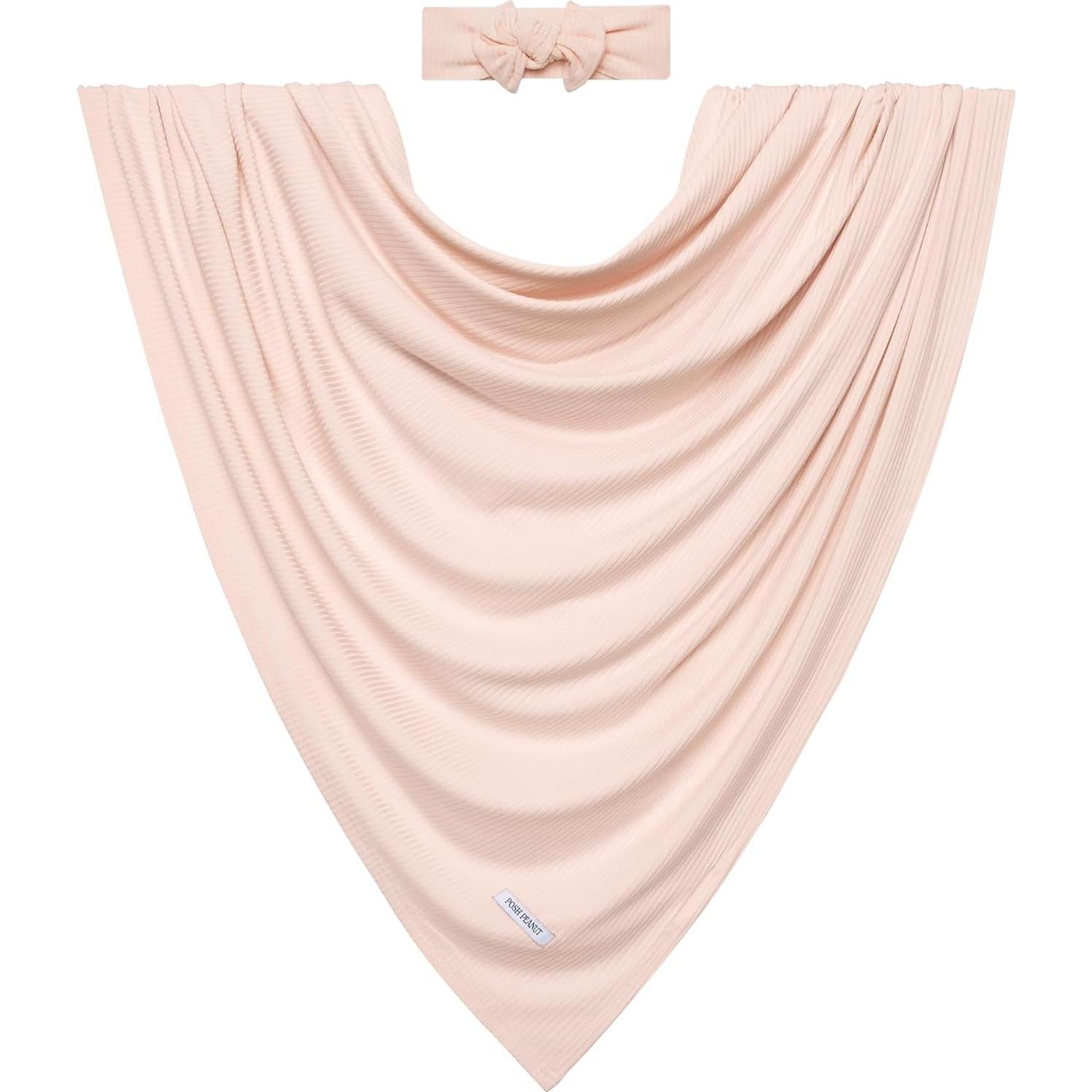 Conjunto de manta y diadema Posh Peanut - Viscosa de bambú Rosa