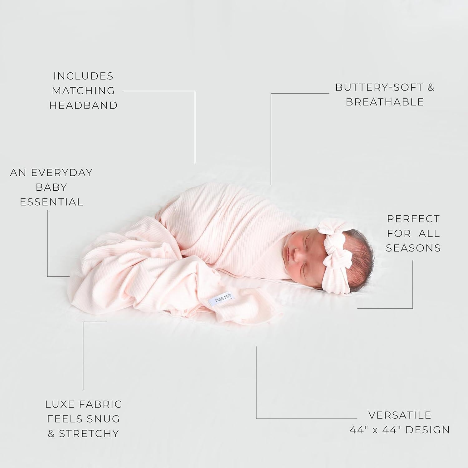 Conjunto de manta y diadema Posh Peanut - Viscosa de bambú Rosa